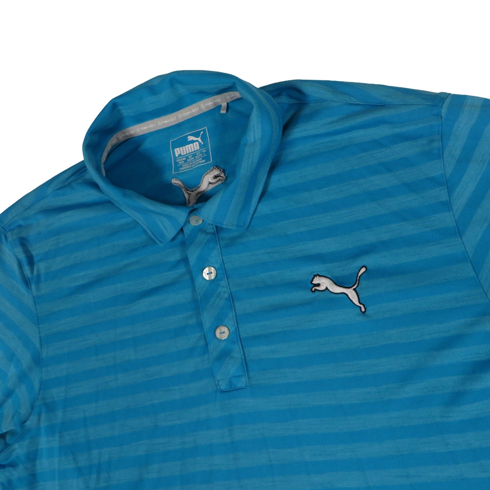 PUMA Cobra Embroidered Performance Stretch Striped Golf Polo Shirt Men’s Medium