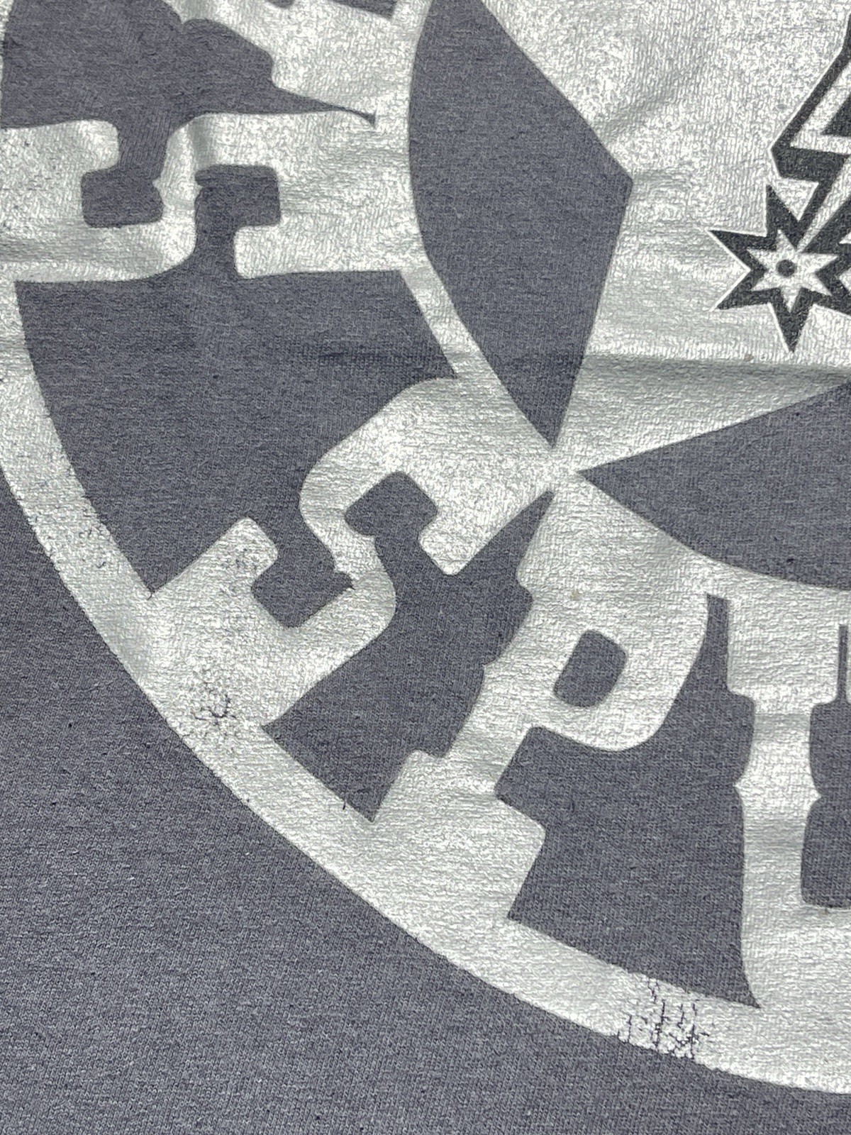 Gray San Antonio Go Spurs Go Logo NBA Basketball Champions Large Shirt