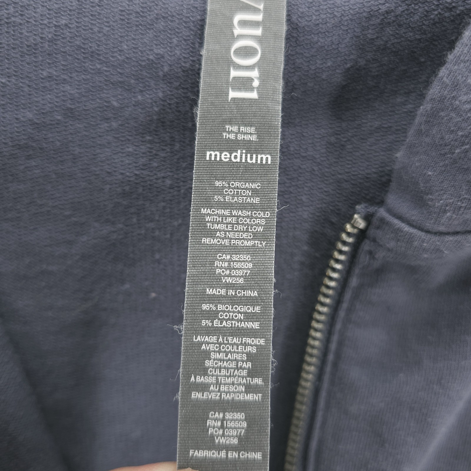 VUORI Laguna Hoodie Full Zip Gray Women’s Organic Cotton Stretch MEDIUM