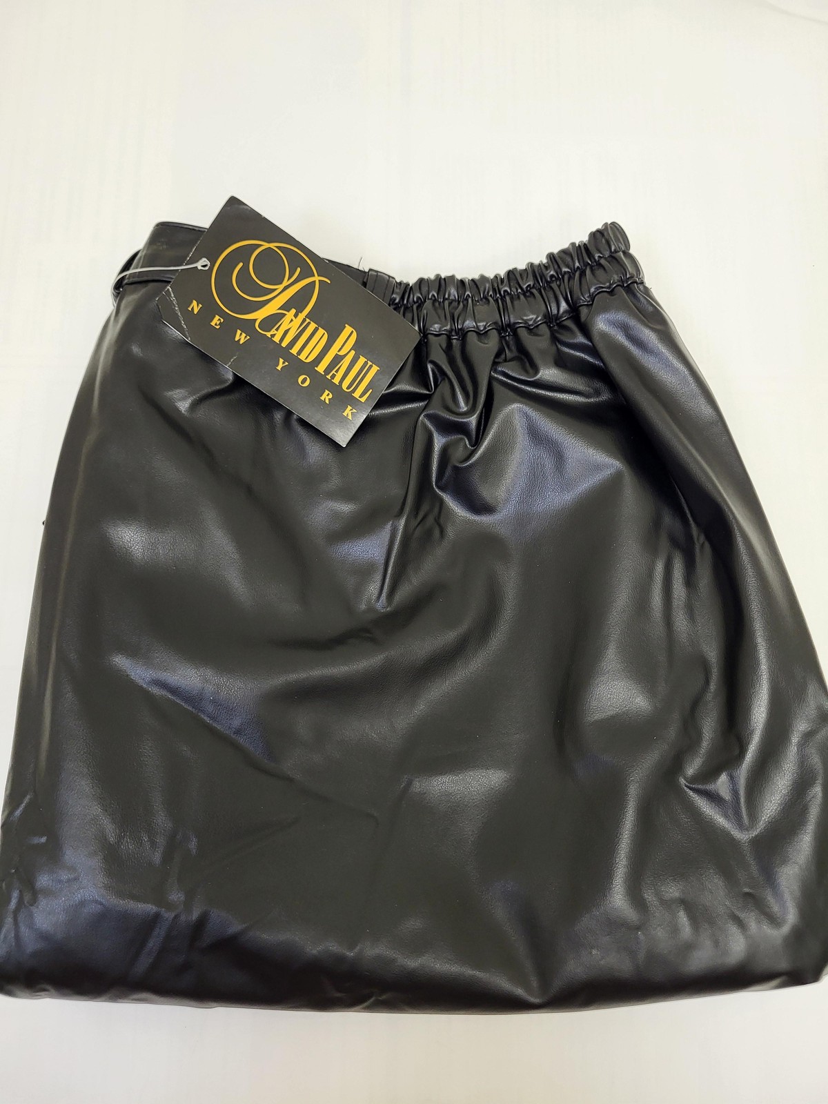 David Paul New York Pants Womens 24 Black PVC Faux Leather USA Made Elastic