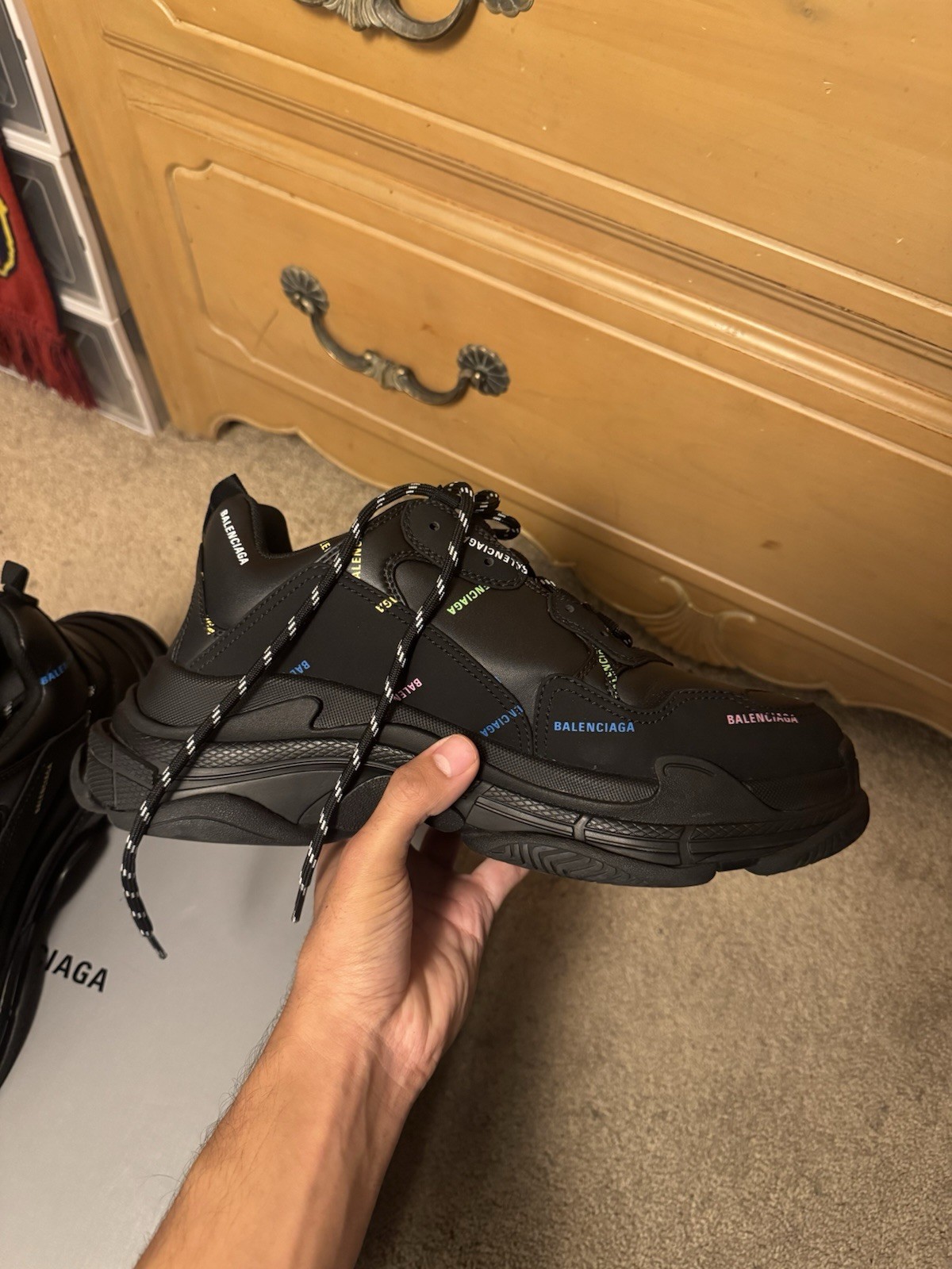 Balenciaga Triple S Black/Multicolor Logo Low Top Lace-Up Men’s Sneakers