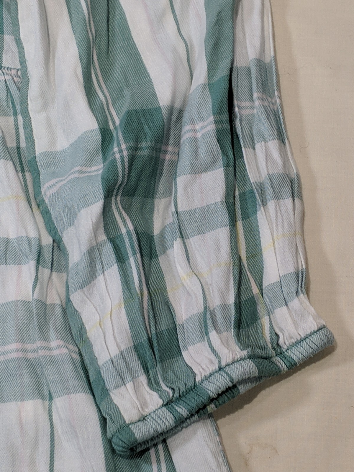 THERE ABOUTS Girl’s Green/White Plaid 1/2 Button L/S Flowy Blouse size 3XL NWT