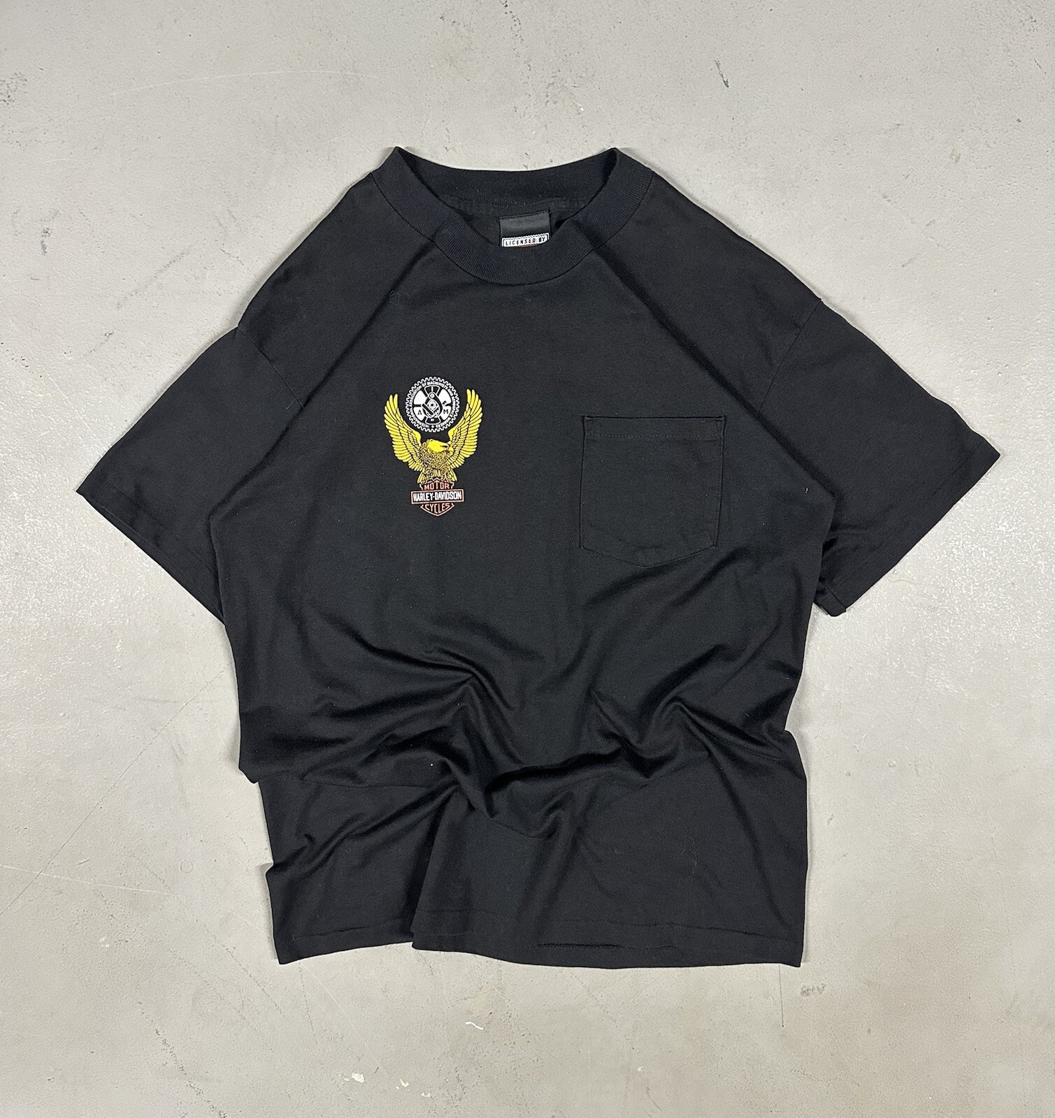 Vintage 90s Harley Davidson Biker Grunge Retro Essential Pocket Tee T-Shirt