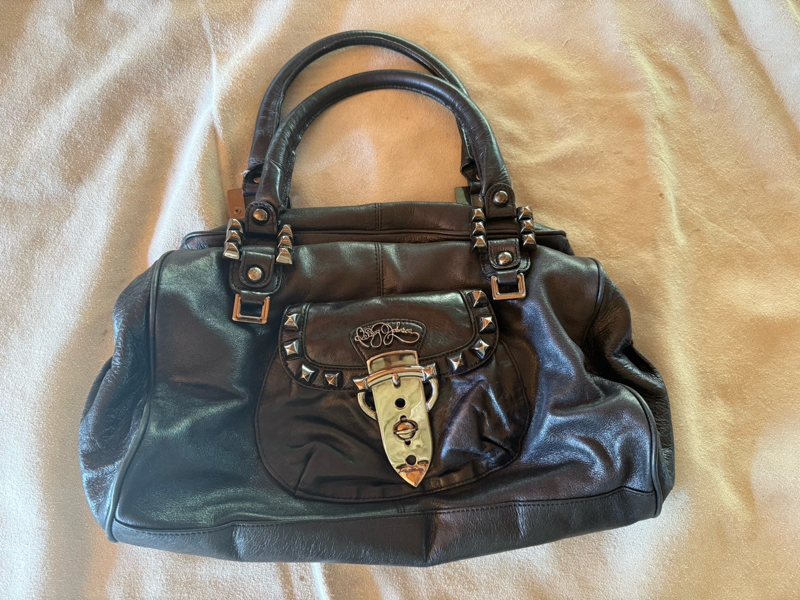 2000s Betsey Johnson Studded Black Purse VINTAGE LEATHER