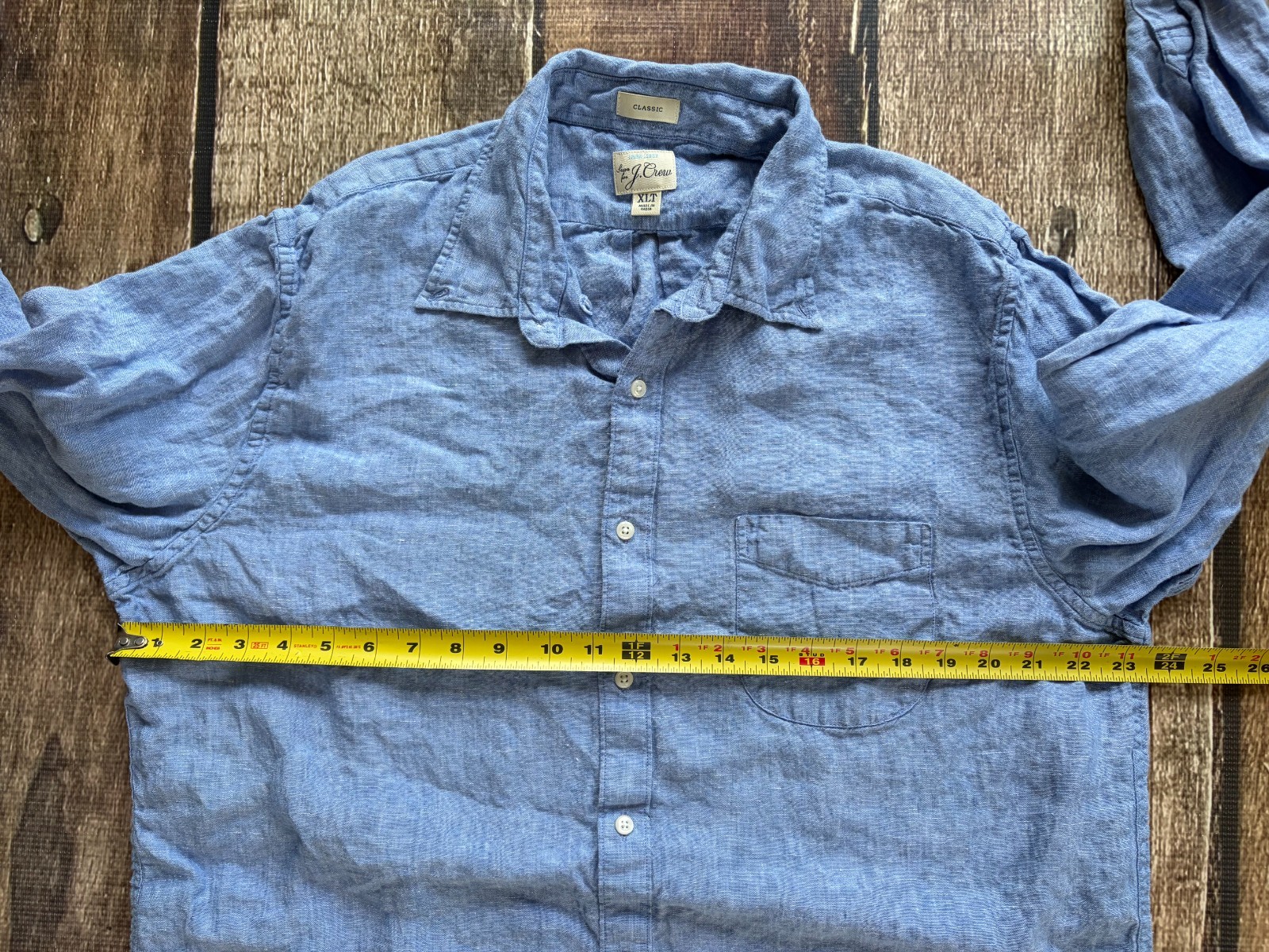 J.CREW BAIRD MCNUTT IRISH LINEN CLASSIC FIT BIG TALL SPORT SHIRT BLUE MENS XLT