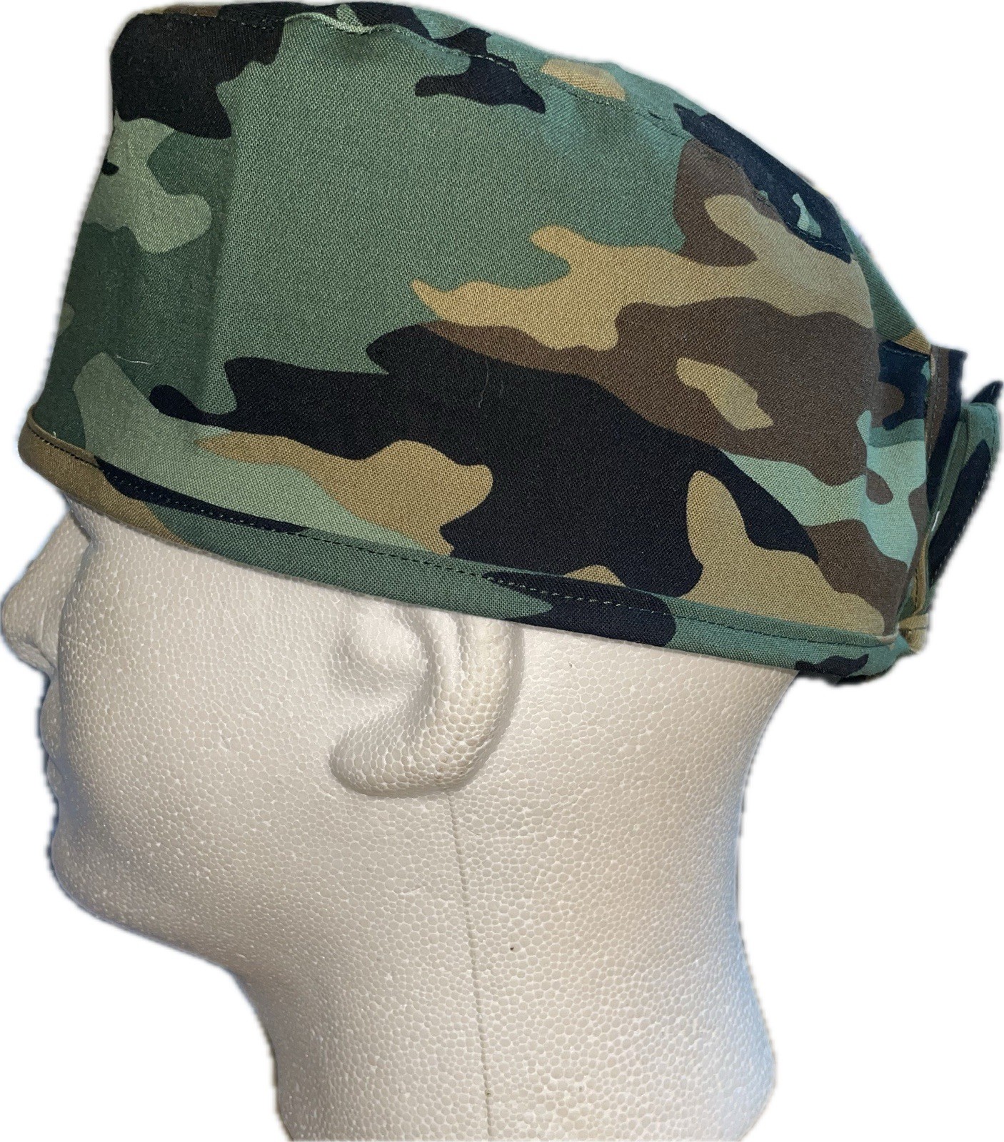 Green Camo Scrub Hat Chemo Cap