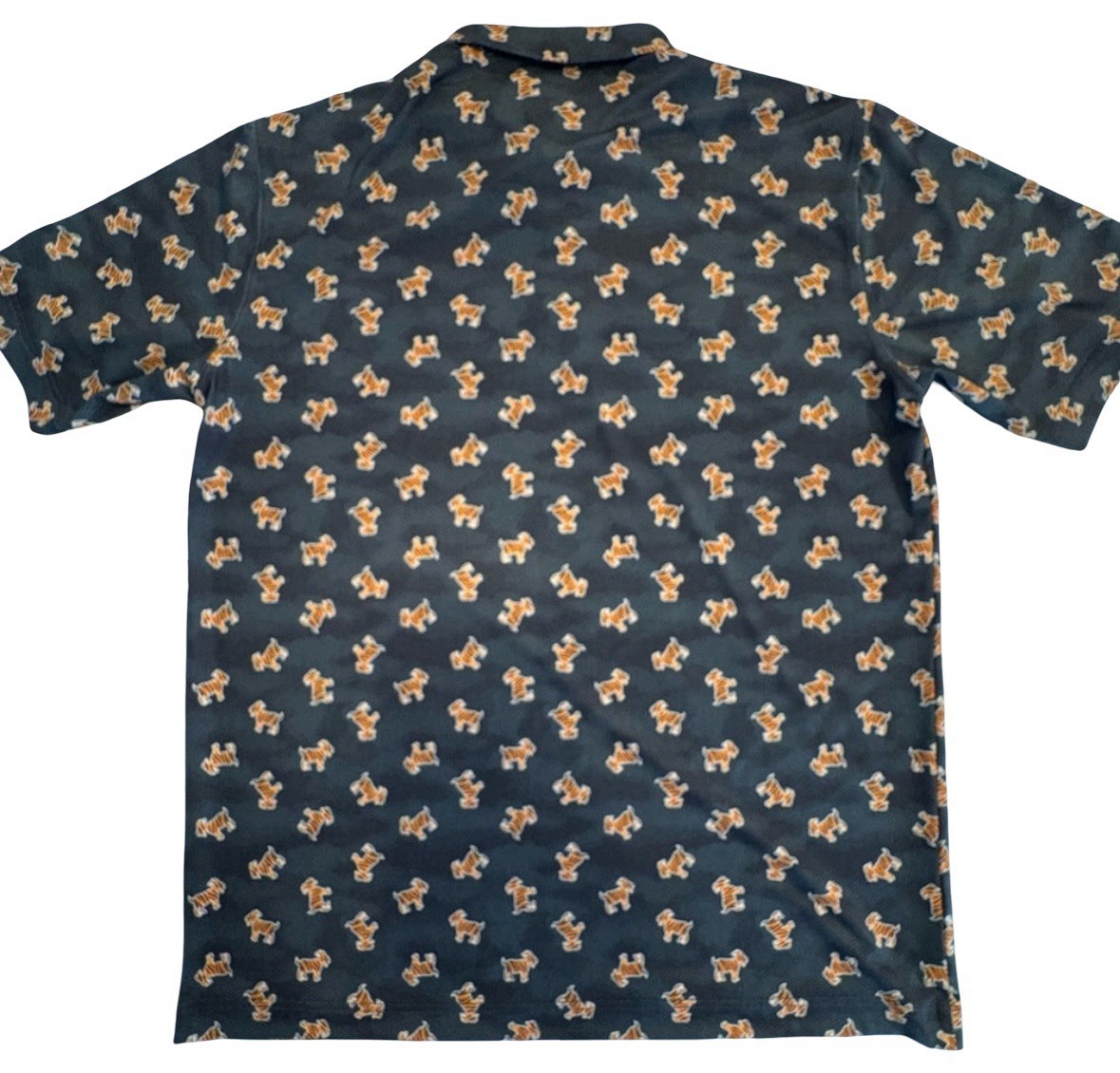 Waggle Golf “The GOAT” AOP Tiger Print Black Performance Polo – Men’s XL *READ*