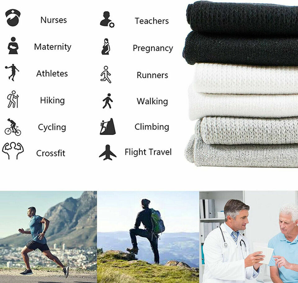 6 Pairs Grey Diabetic Ankle Quarter Crew Socks Circulatory Health Cotton Men