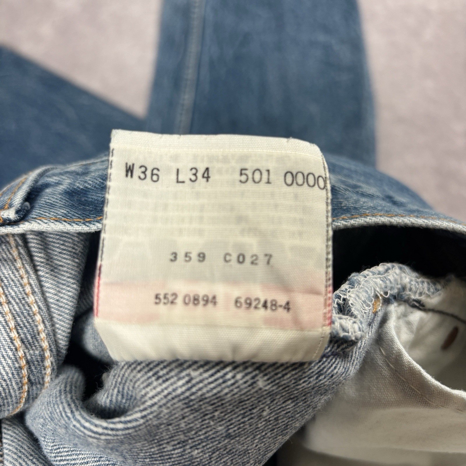 Vintage Levis 501XX USA Made Button Fly Mid Rise Cotton Jeans 36×34 ACTUAL 32×30