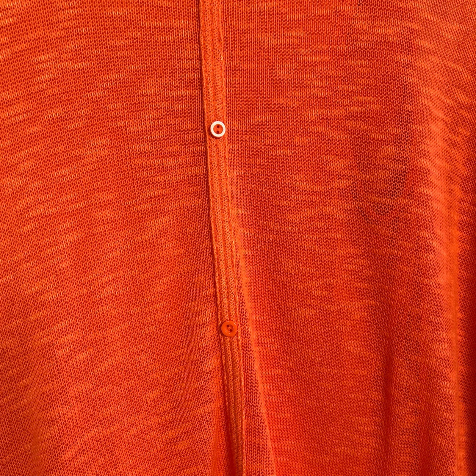 Context Orange Button Back Knit Top Oversized 3/4 Sleeve Small