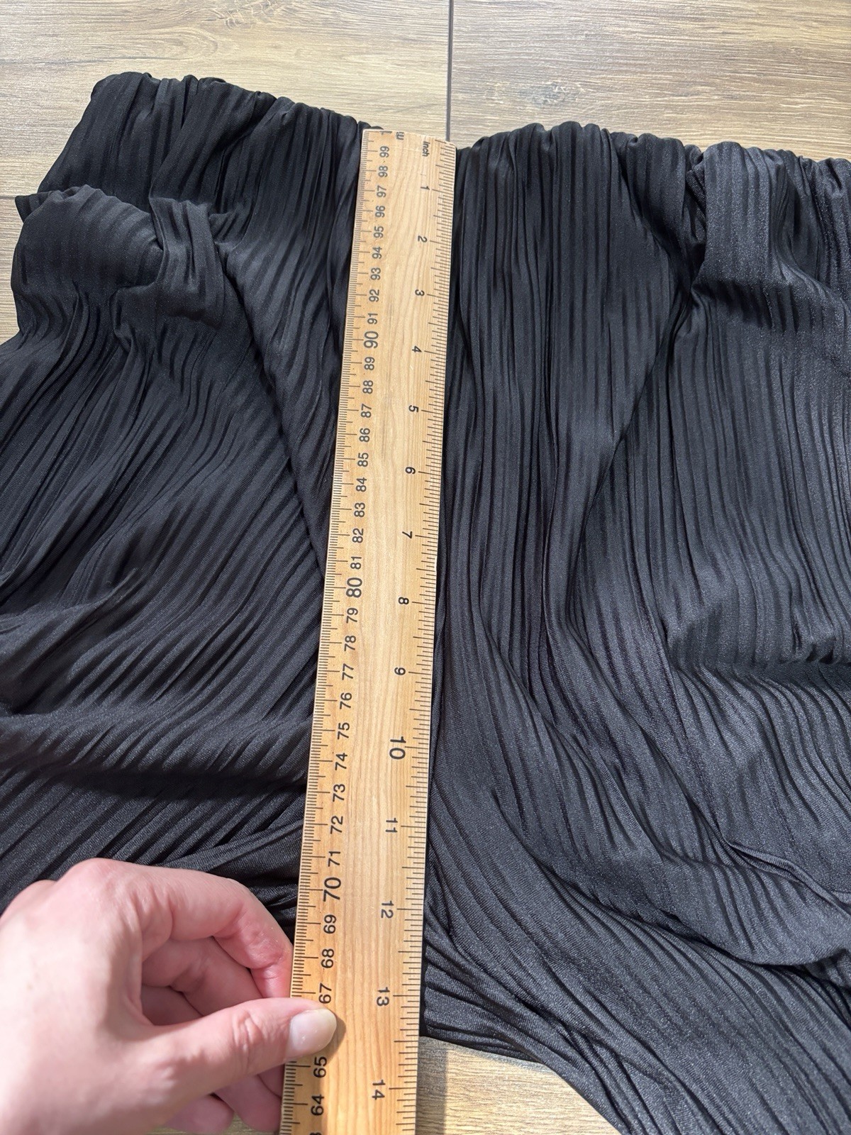 Mint Velvet Plissé Trousers Size Small Black Elasticated Waist Wide Leg *Read*