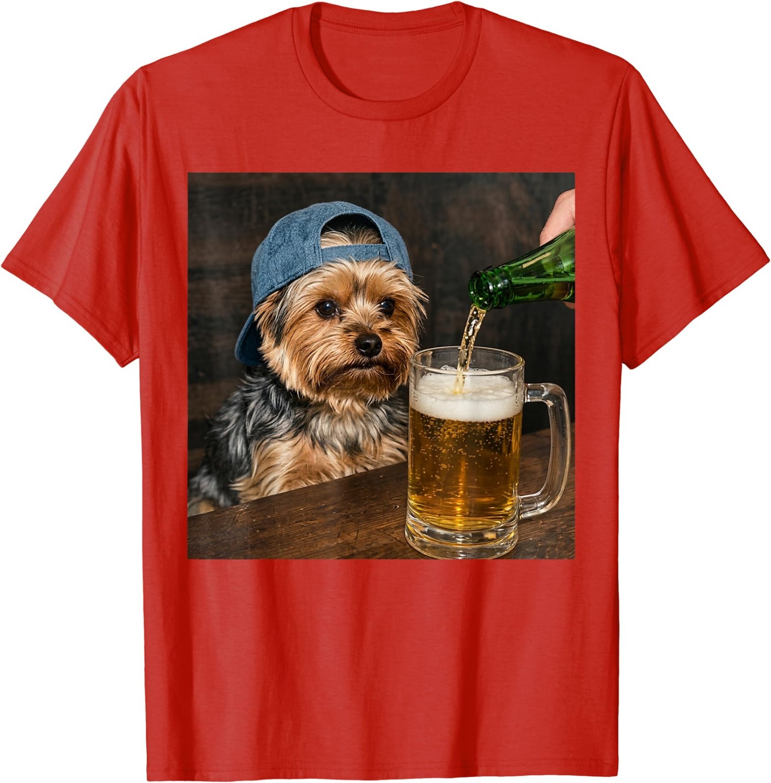 Yorkie Drinking Beer Funny Dog Meme T-Shirt
