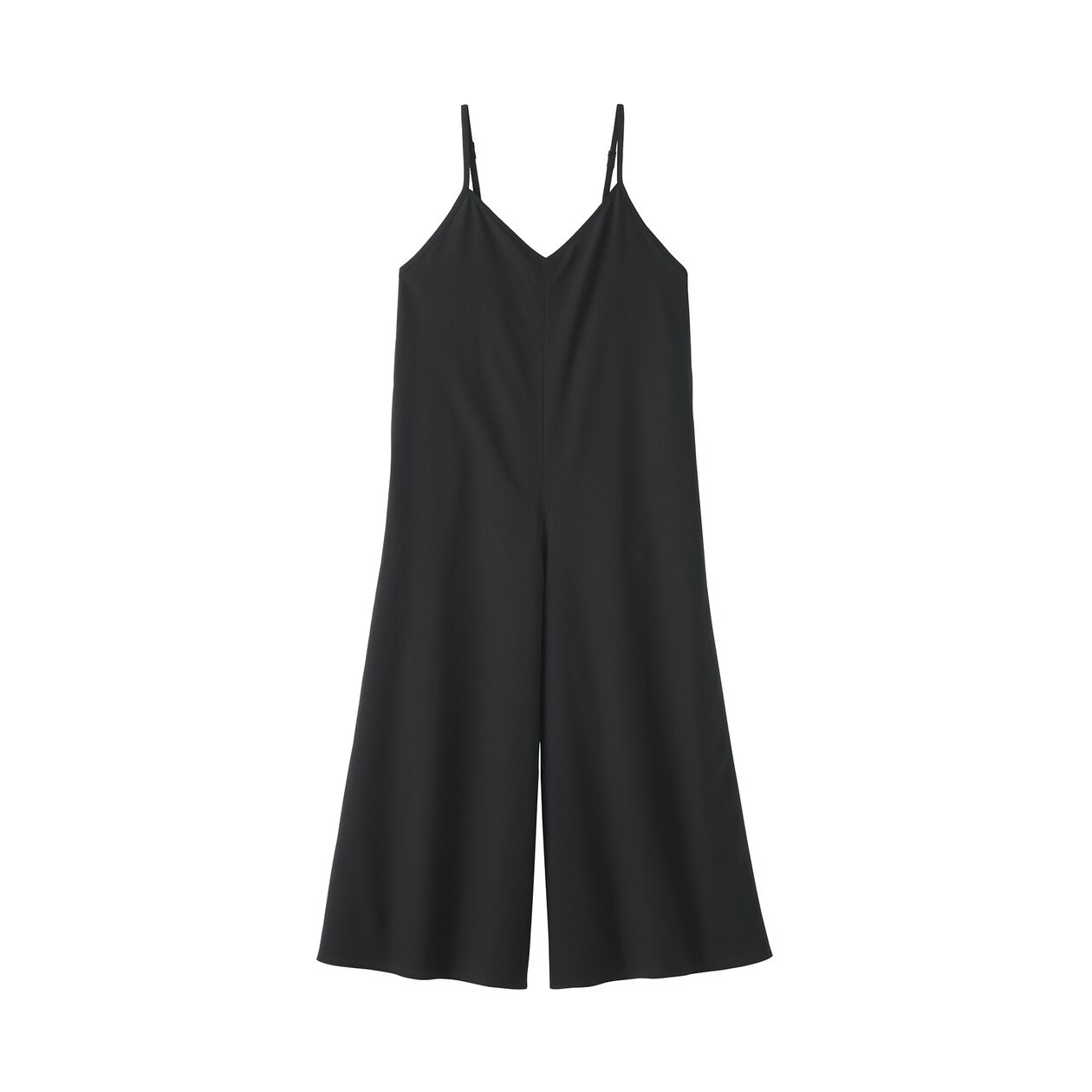 MUJI Womens Stretch Seersucker Salopette Jumpsuit Black FedEx