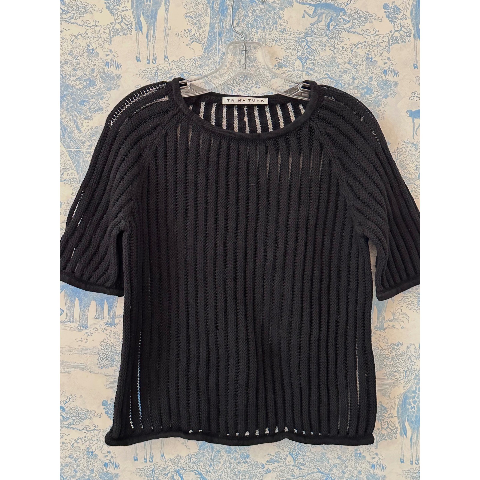 Trina Turk Open Knit Palm Beach Chic minimalist capsule wardrobe top