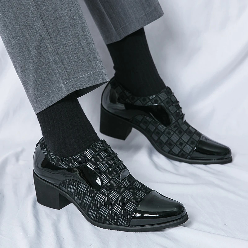 With 6 Cm Heel Extra Height Business Formal Pointed Leather Shoes for Men
