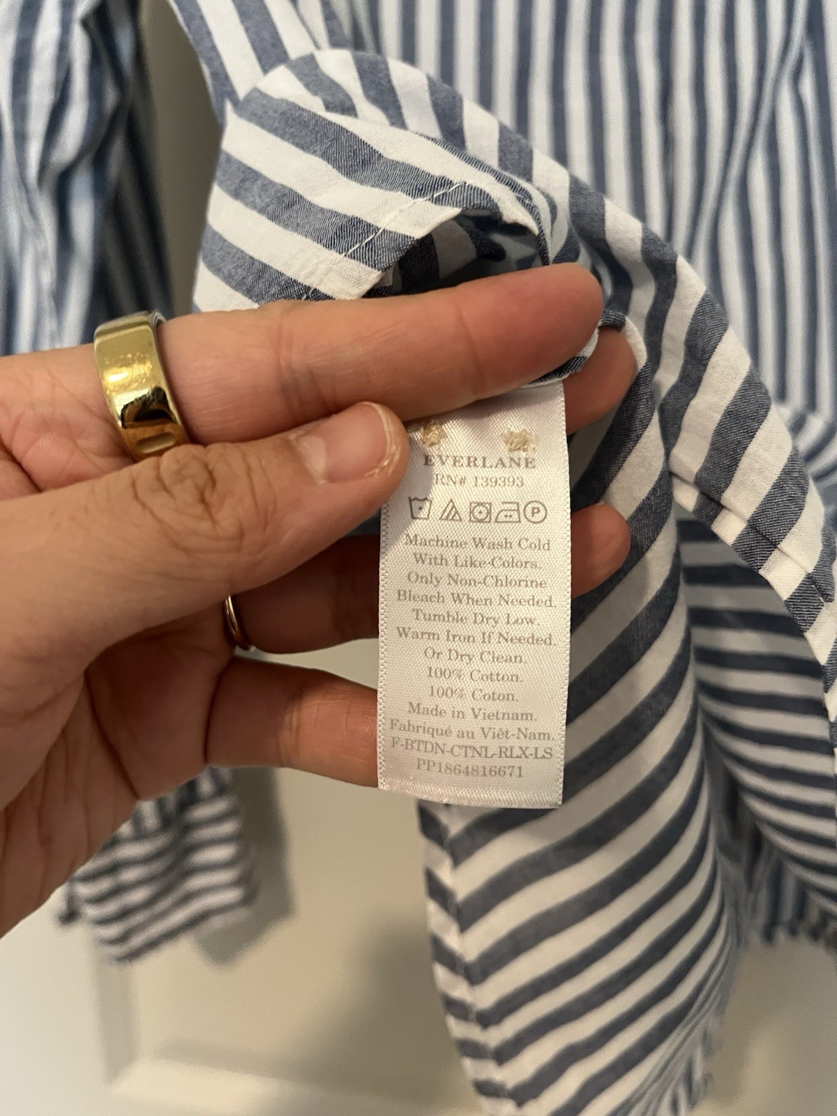 Everlane Womens Silky Cotton Relaxed Button Down Shirt Striped Green 6
