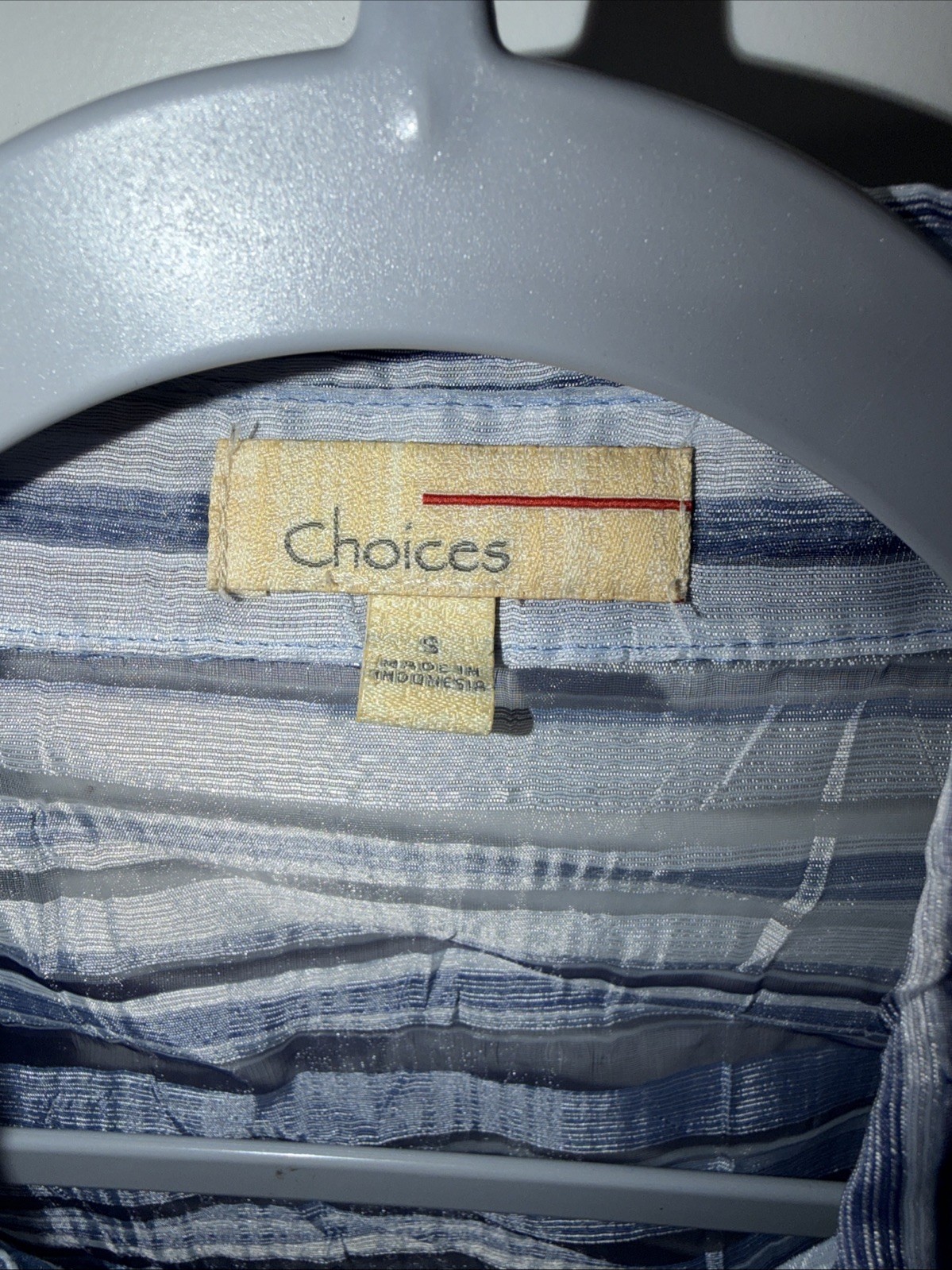 Blue And White Sheer Choices Brand Blouse