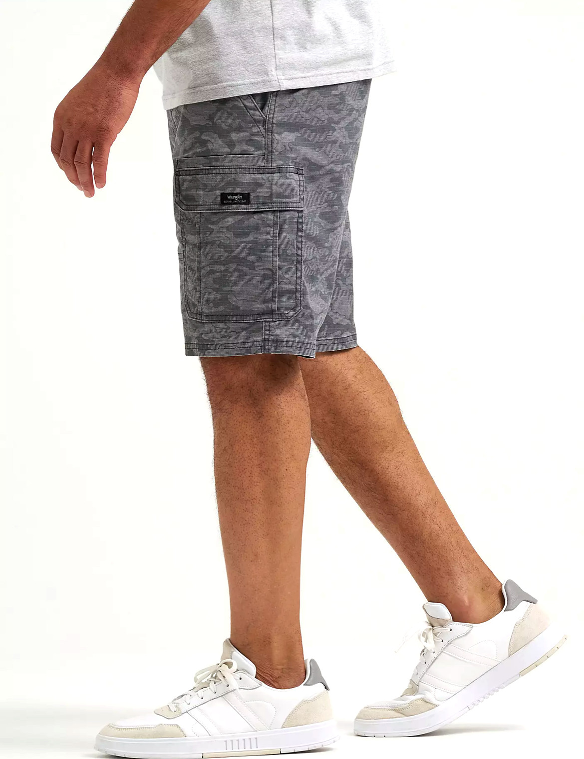 Men’s Wrangler Relaxed Fit Cargo Shorts w/ Stretch Camo Magnet Grey ALL SIZES