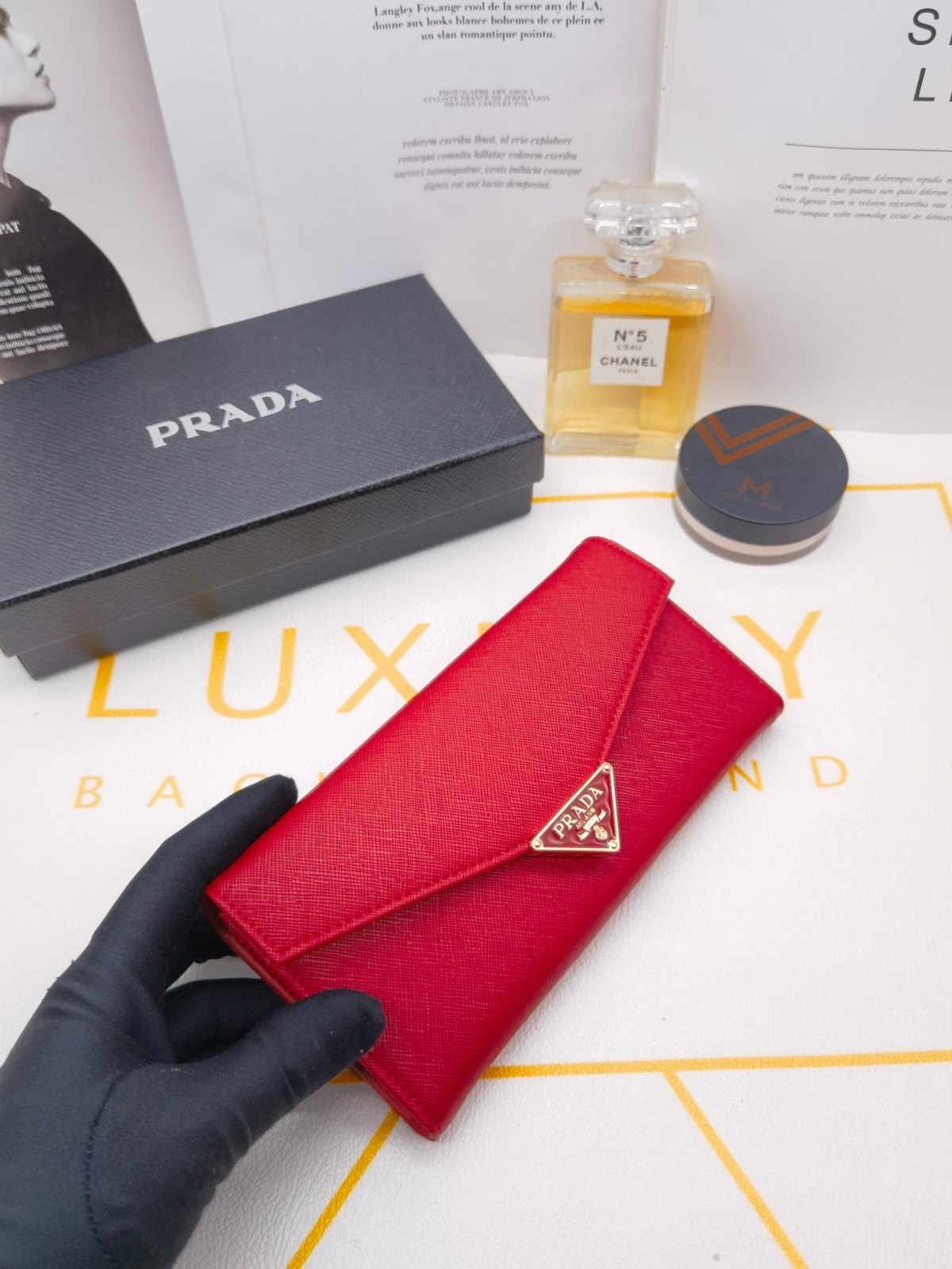 Prada Classic Saffiano Leather Envelope Long Wallet