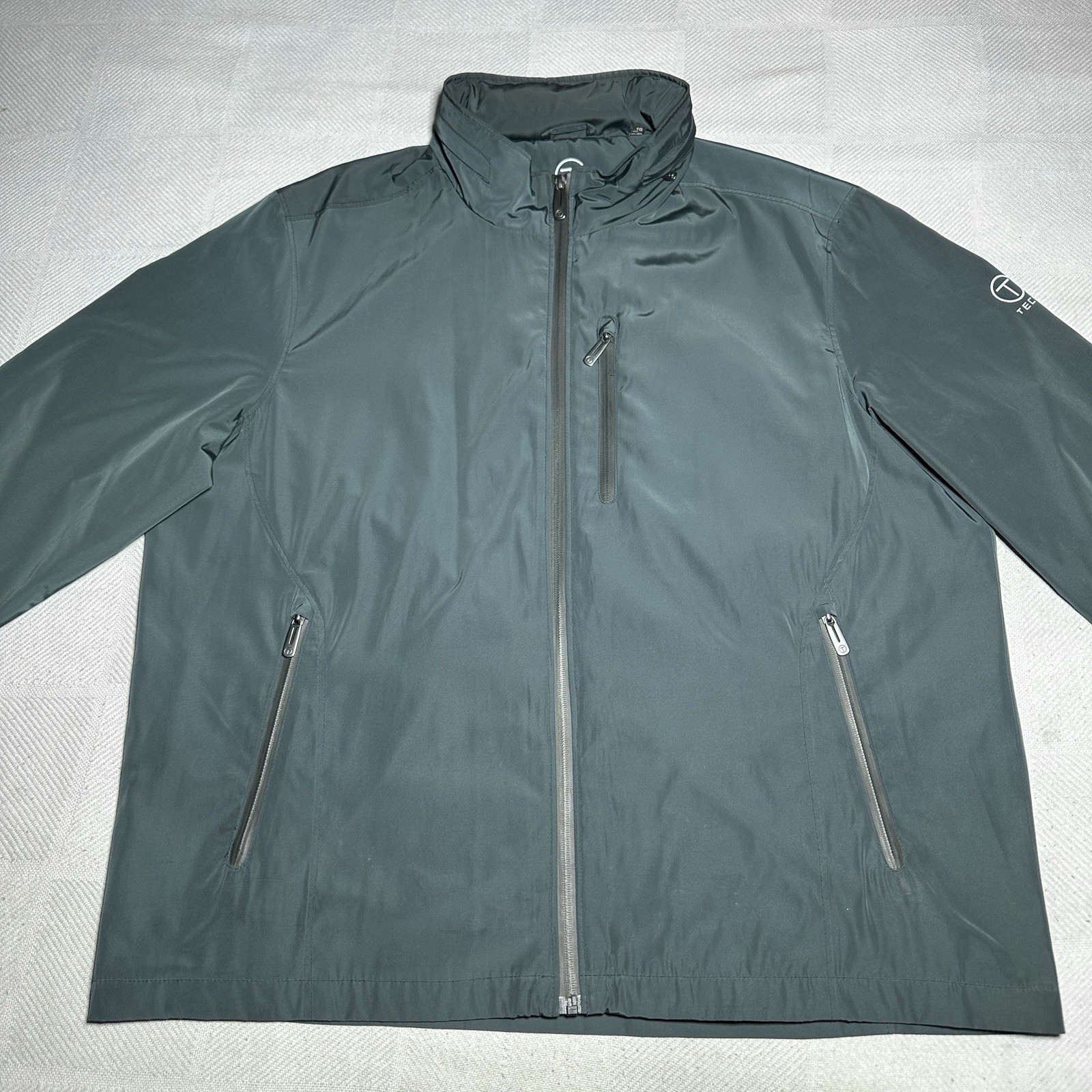 Tumi T-Tech Jacket Mens Size XL Full Zip Windbreaker Iridescent Dark Green