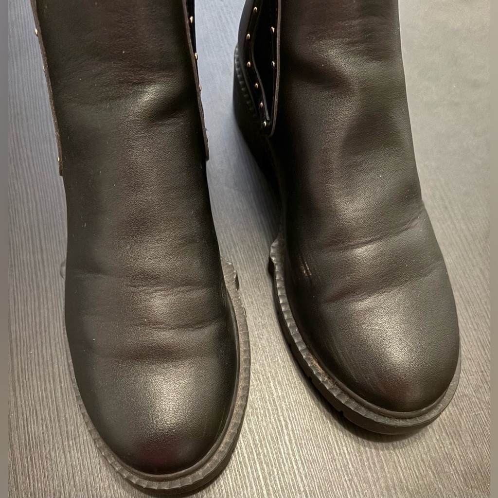 Coach Lory Leather Bootie Womens Size 8 Black Studded Ankle Boots Preloved