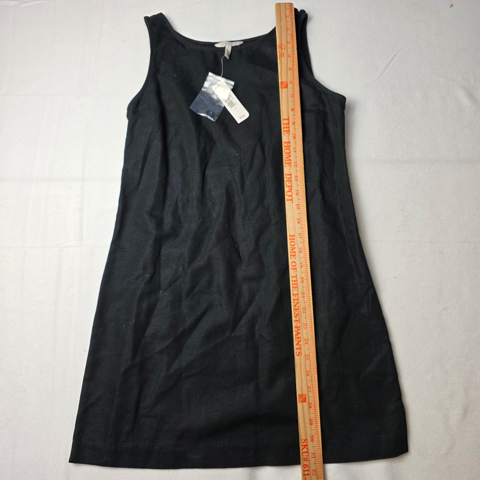 Vintage Old Navy Y2K Jumper Dress Black Small Linen Blend Tags