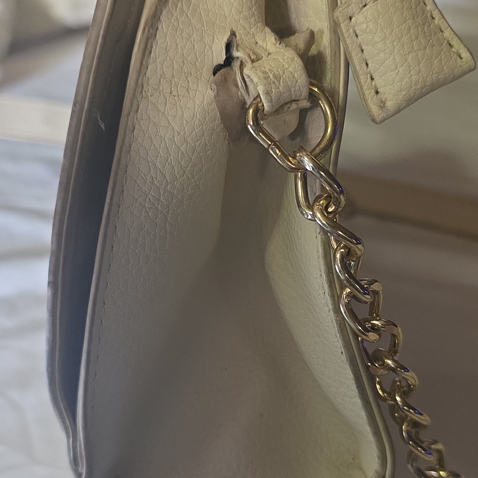 Steve Madden Women’s Small Beige Logo Crossbody Zip/Magnetic Chain Detach Strap