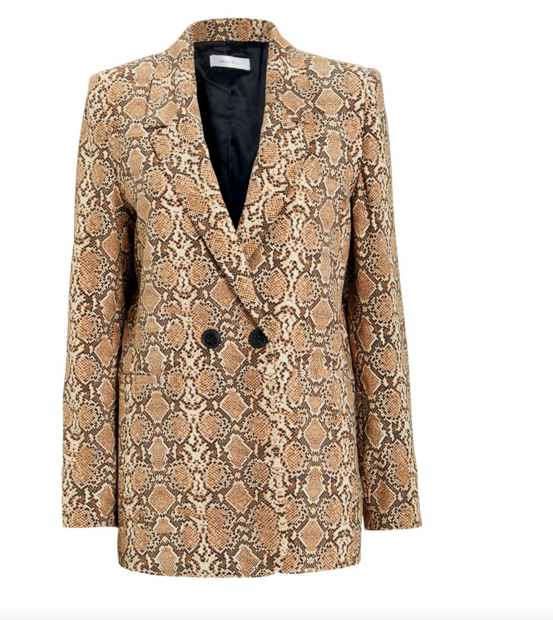 Anine Bing Madeleine Python Print Oversized Double Breasted Blazer Size L – NWOT
