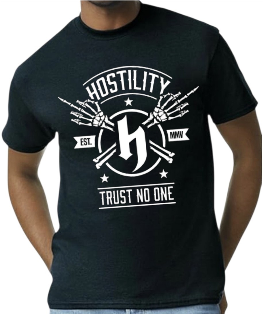 Hostility “Trust No One” Black Men’s T-Shirt Small To 3X-Large