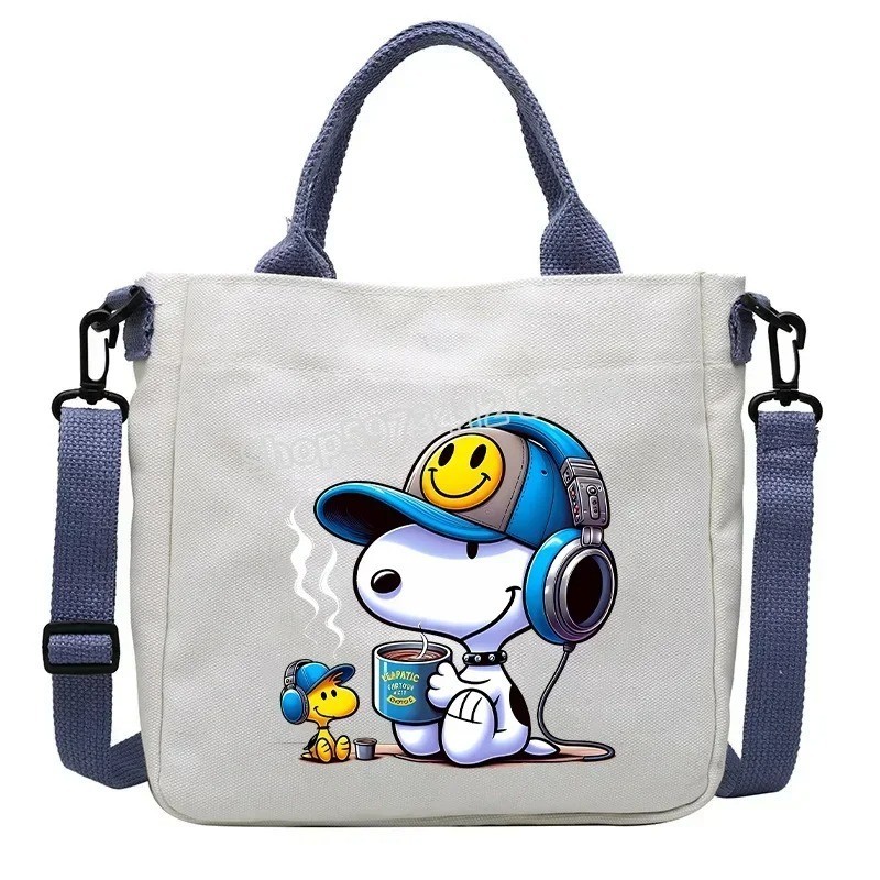 Snoopy Cartoon Canvas Tote Bag Large Capacity Unisex Shoulder Crossbody Bag Gift
