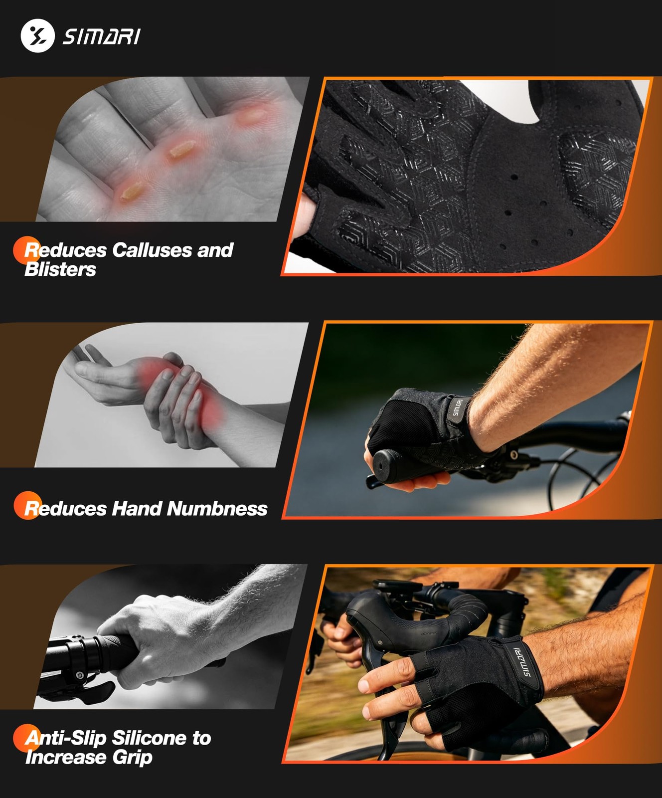 Gel Pad Cycling Gloves with Cushion/Grip/Breathable, Workout Bike Gloves for …