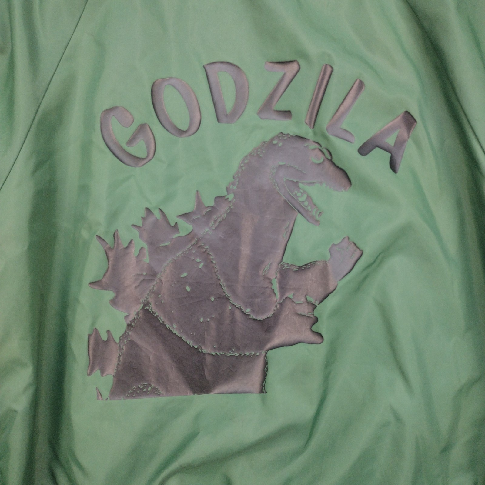 Vintage 80s Hartwell GODZILLA Green Satin Jacket Made In USA Medium 38-40 COOL