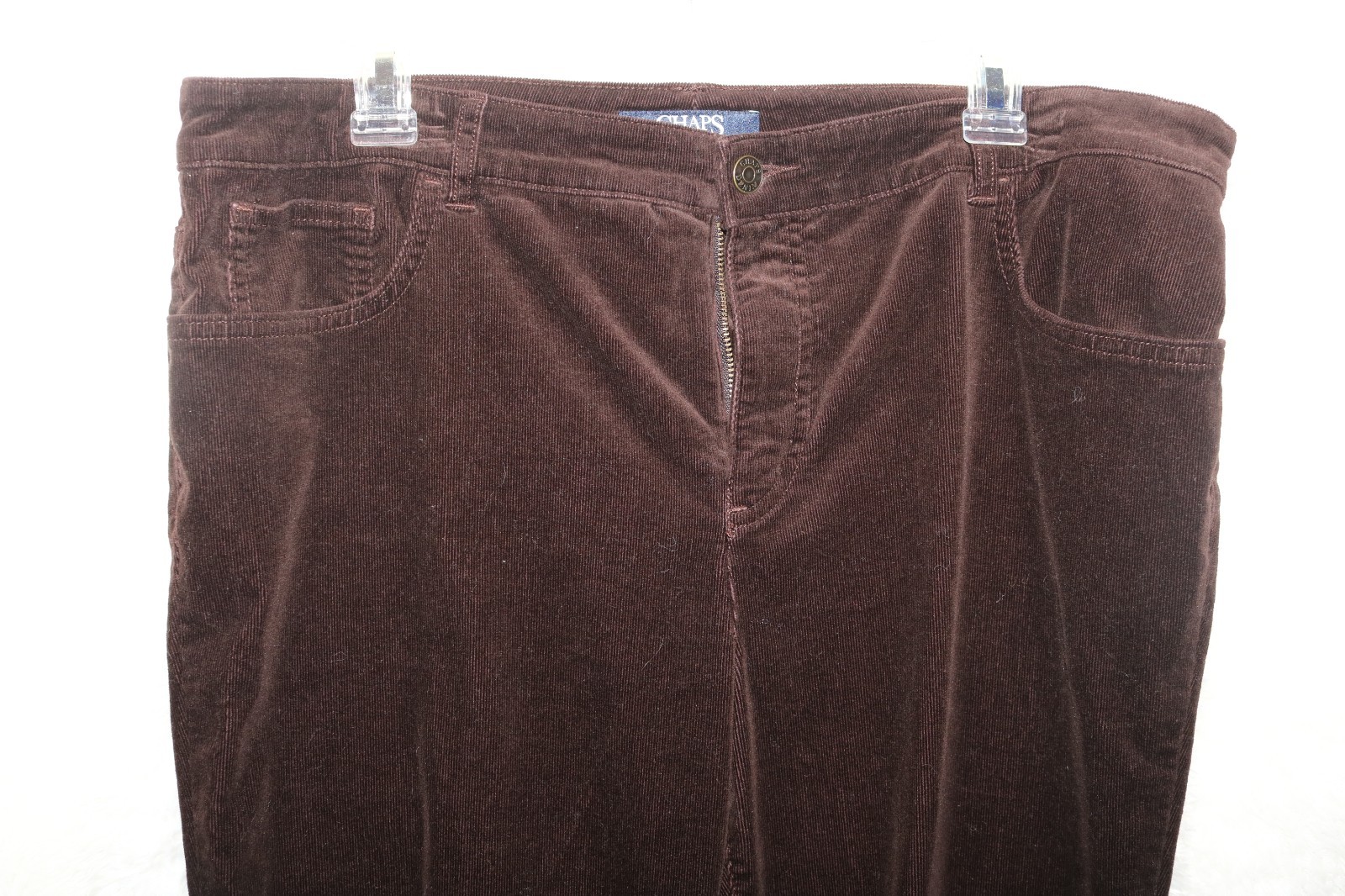 Chaps petite ladies dark brown corduroy pants 16P 98% cotton