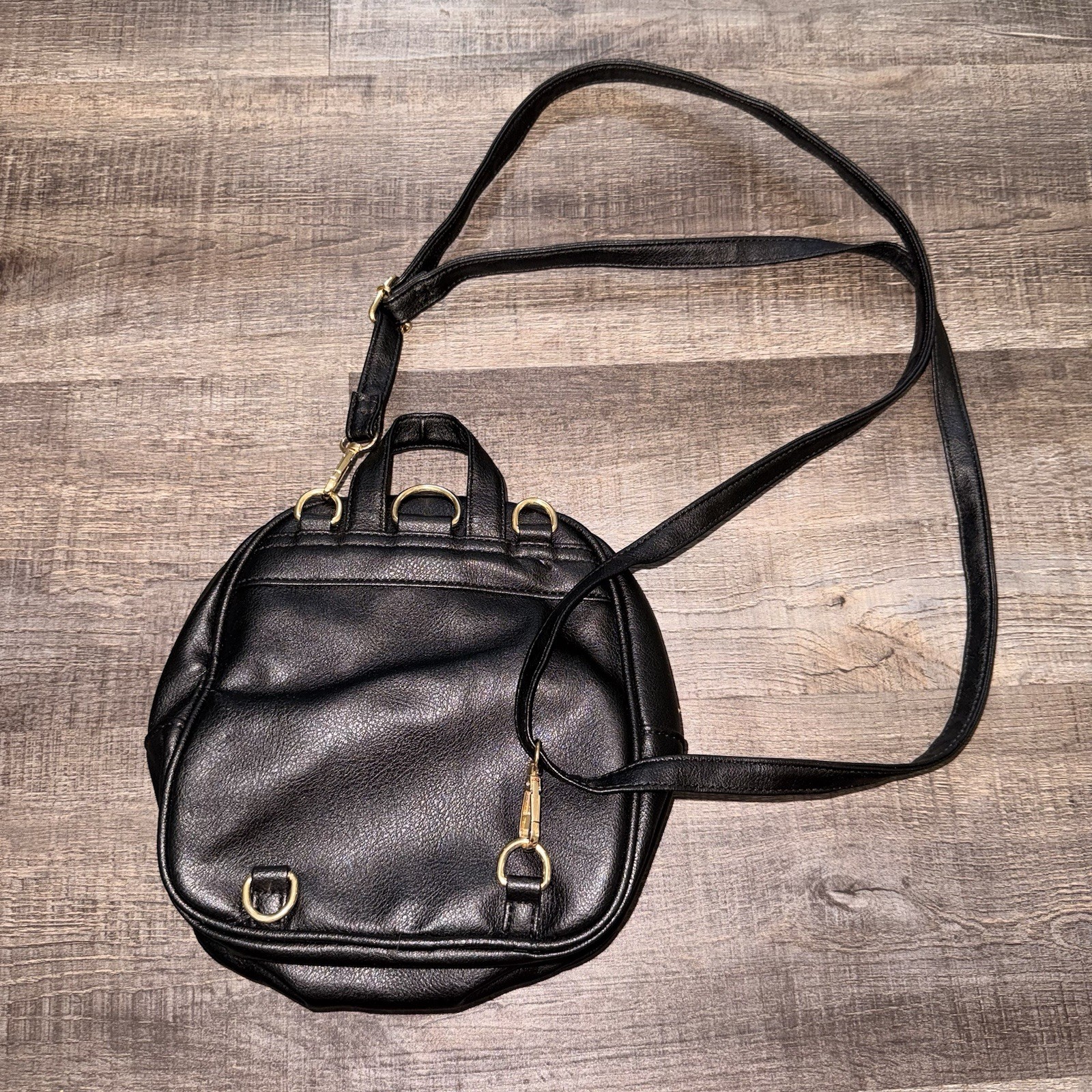 Street Level Black Quilted Mini Backpack Purse, Studs Zip, Edgy Coquette Grunge