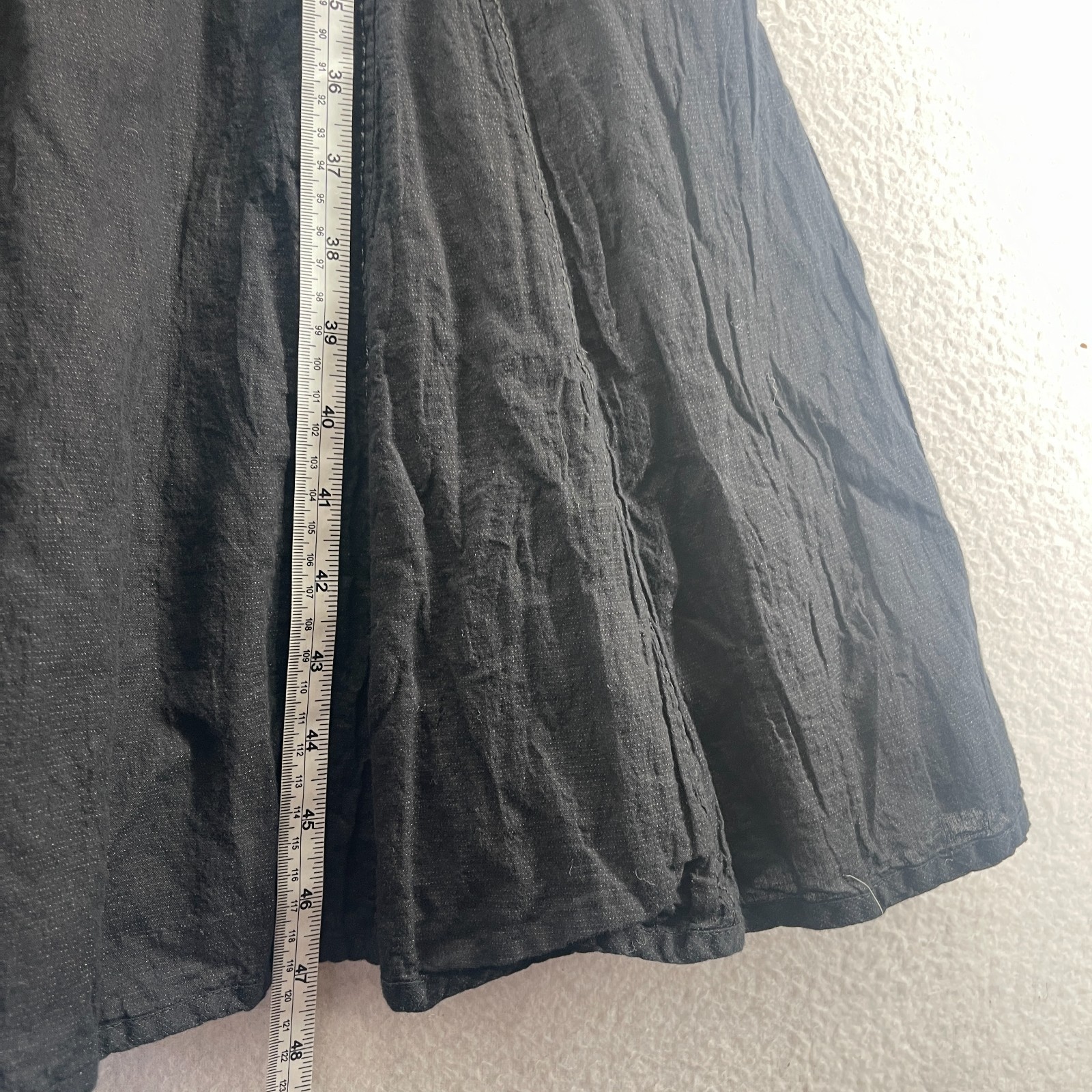 APANAGE Dress 6 Cotton Metallic Crinkle V-Neck Sleeveless Back Zip Tie Black