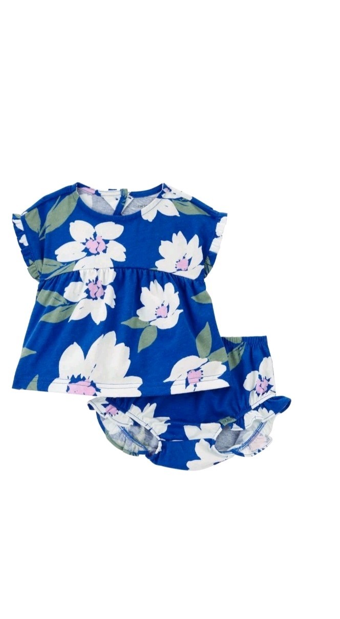 Carters Baby Girl Size 9 Months 3 Piece Floral Dress Bottoms & One-piece NEW