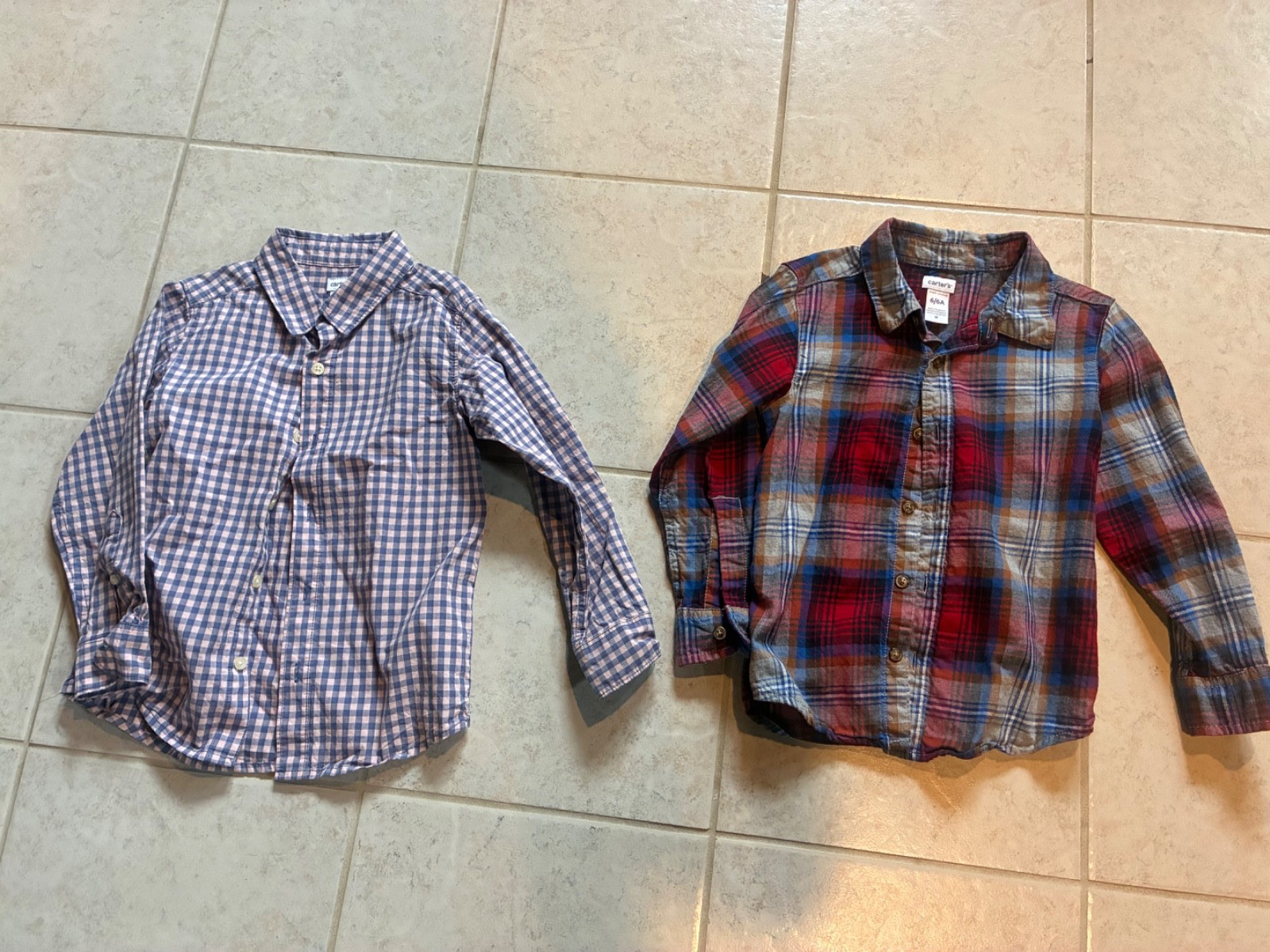 Carters Kids Boys Plaid Button Down Long Sleeve Shirt Lot of 2