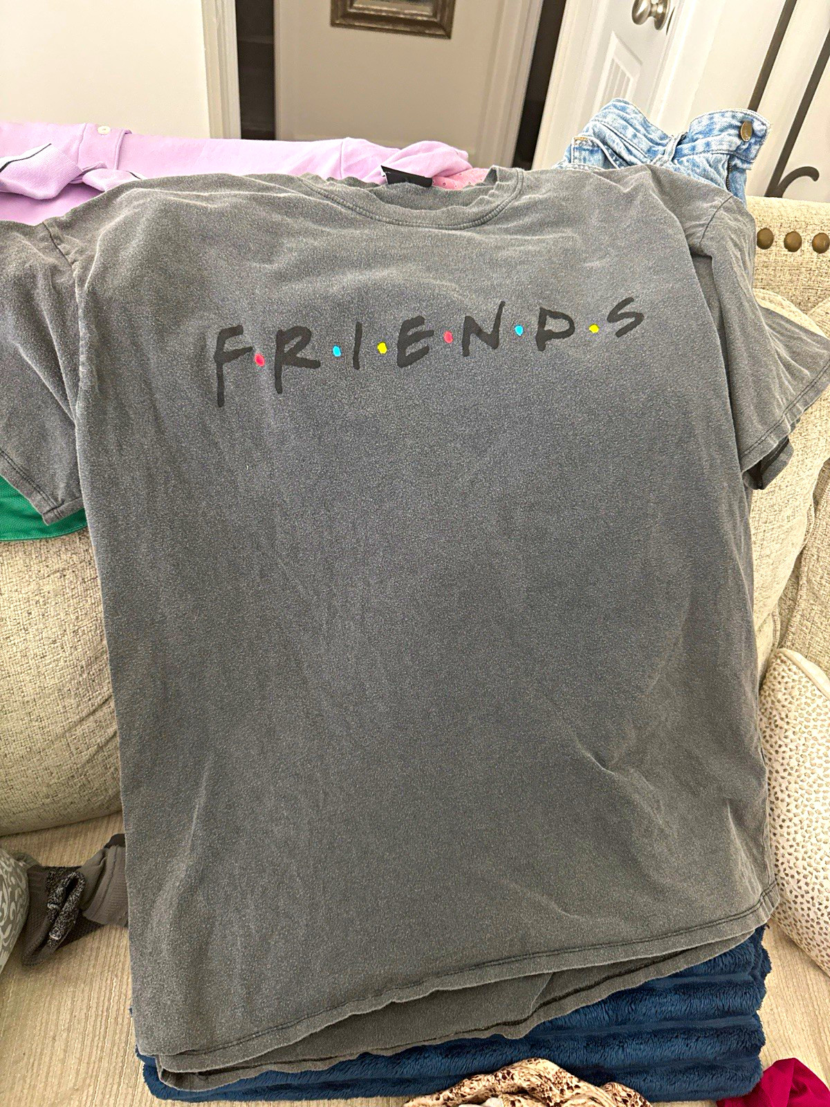 Bershka Looney Tunes Logo Graphic Crew Neck Short Sleeve T-Shirt Gray Size L