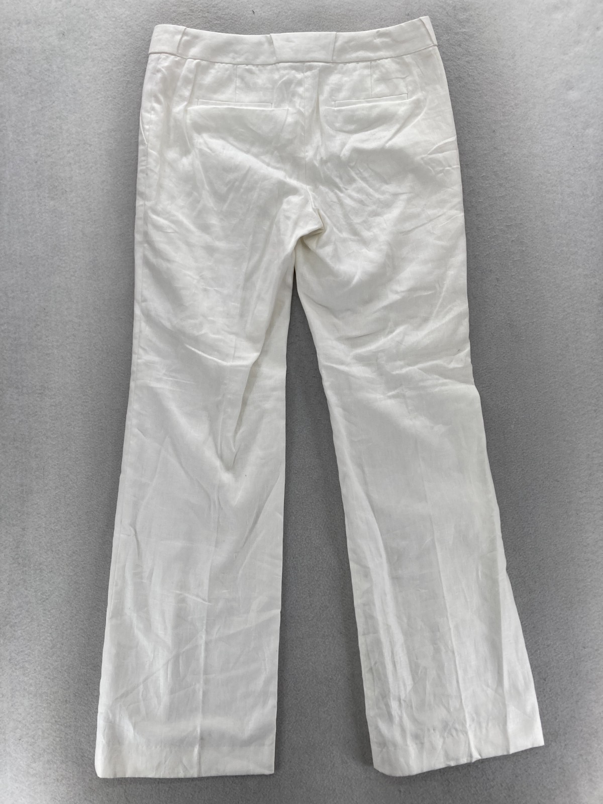 J.Crew Flared Leg Linen Trouser Pant Women’s 6 White Linen Lined Preppy Nautical