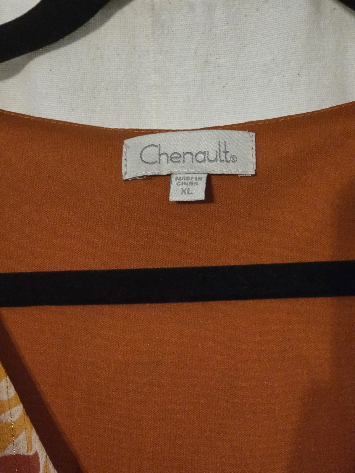 Chenault Fit & Flare Floral V-Neck 3/4 Sleeve Knee Dress Orange XL