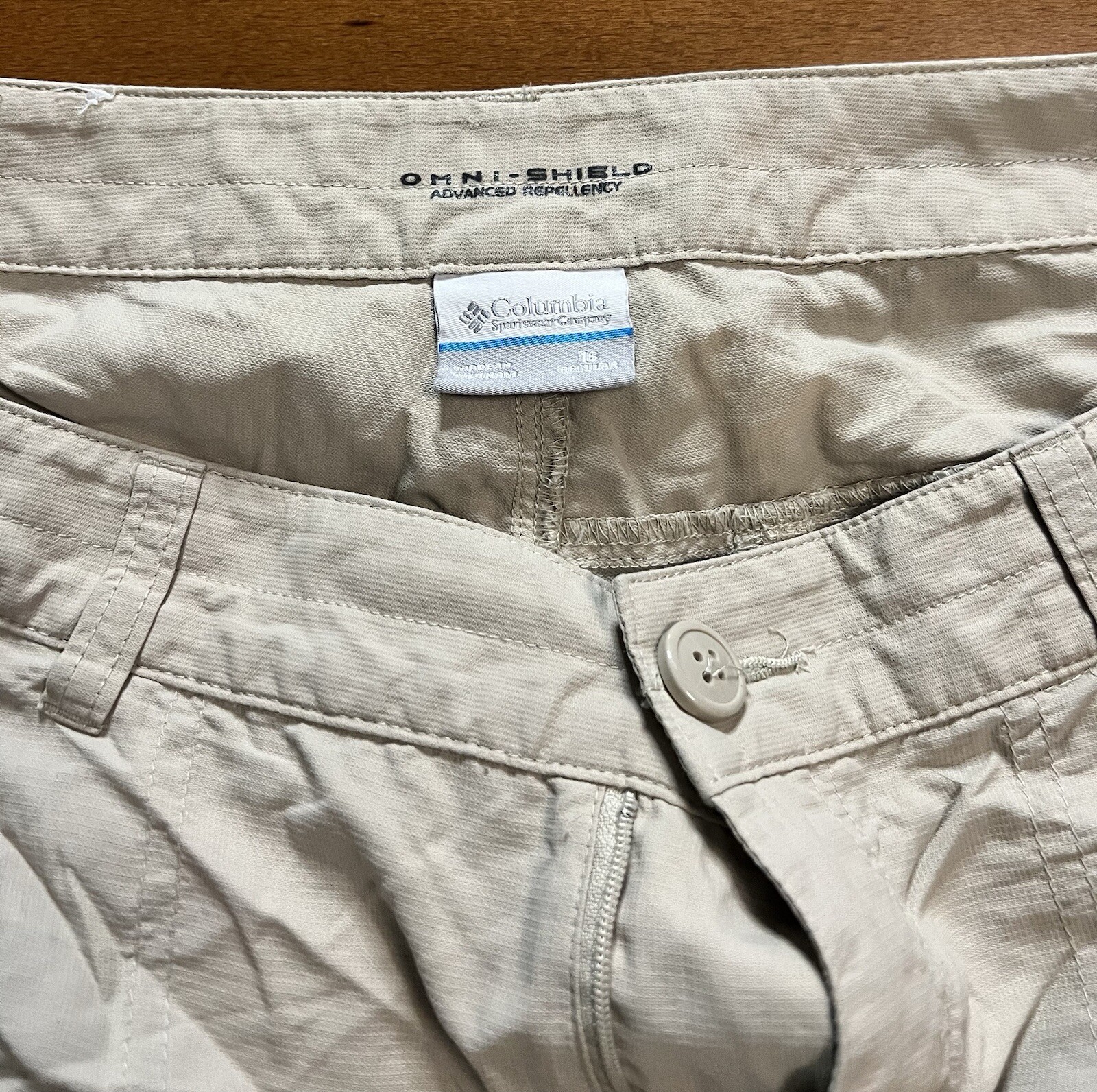 Columbia Omni-Shield Pants Advanced Repellency 16 Khaki Outdoor Hiking Fishing