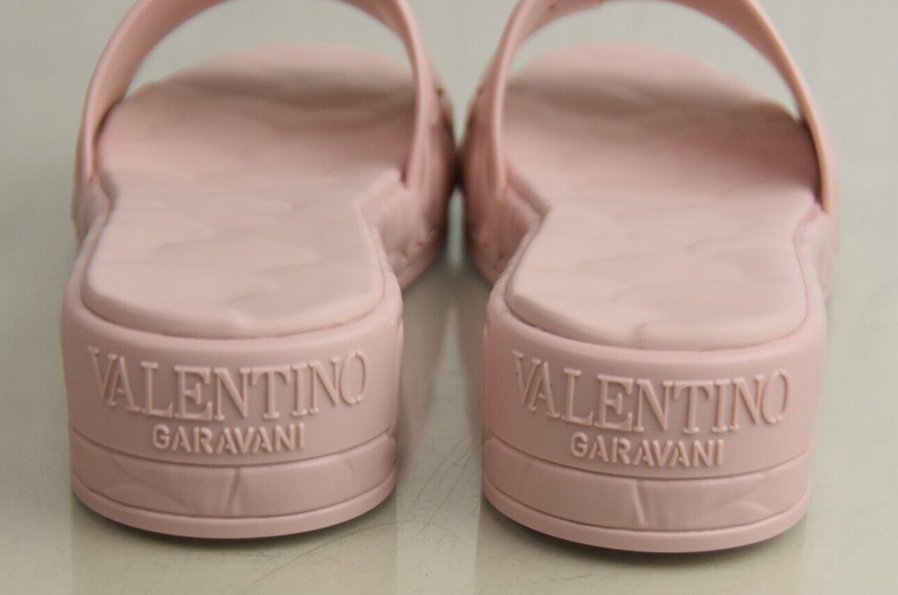 NEW Valentino Platform Sculpted Poolside Mules Slides Rose Pink 37 38 39 40 41