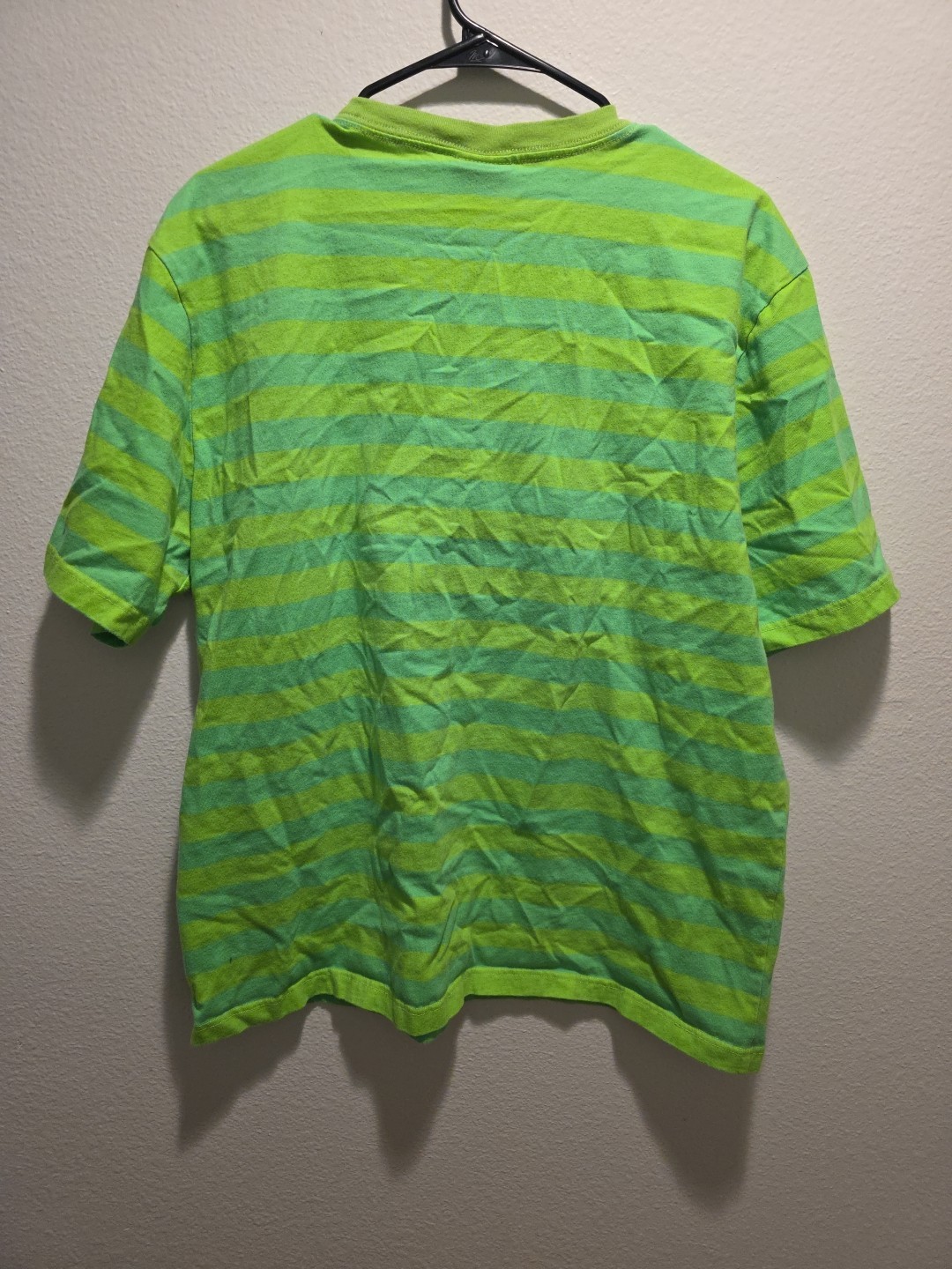 Nickelodeon Splat Logo Green Striped 90s Crewneck T-Shirt Large B8