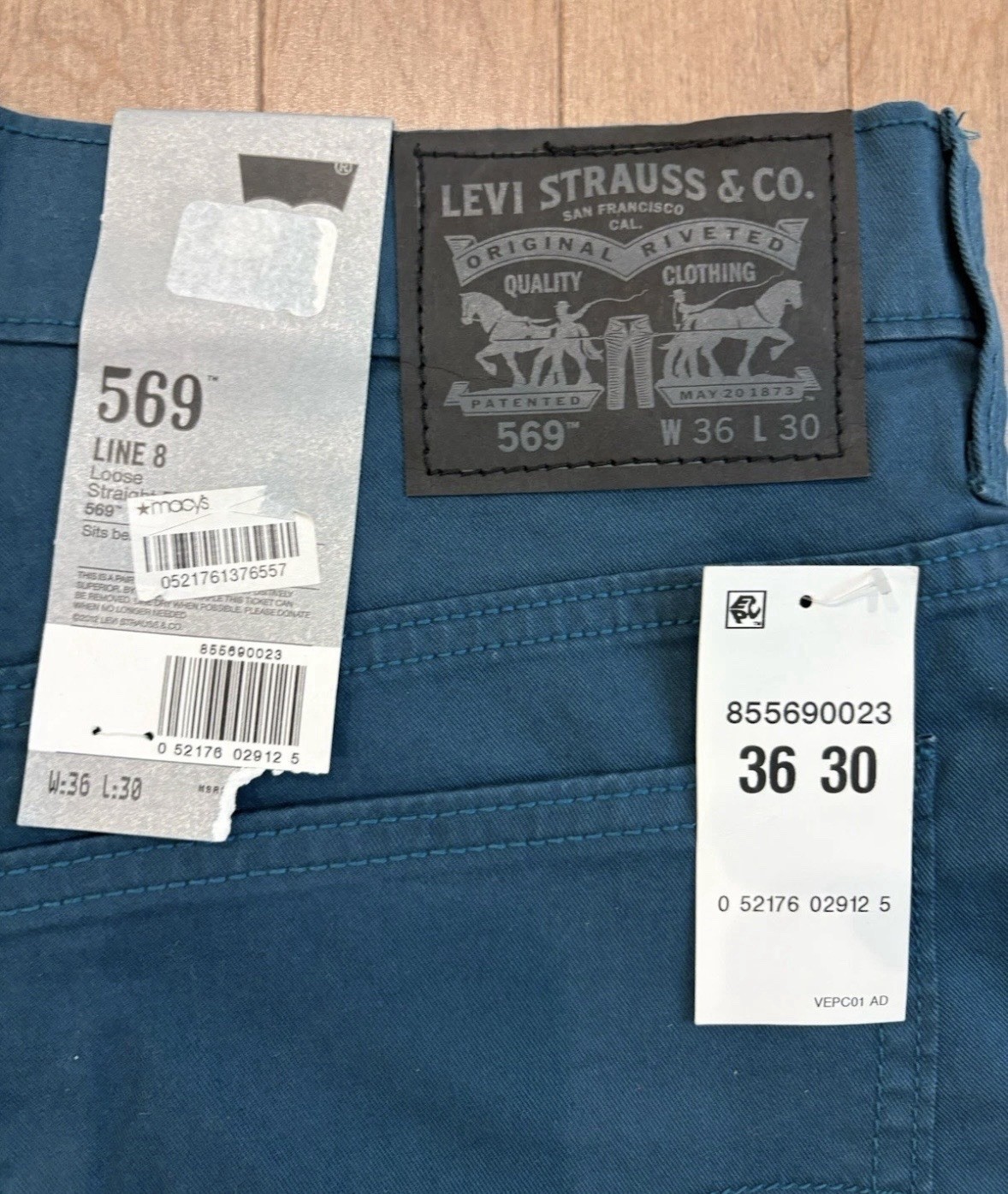 “Levi’s 569 Loose Straight Fit Jeans Men’s 36×30 Teal Blue NWT New