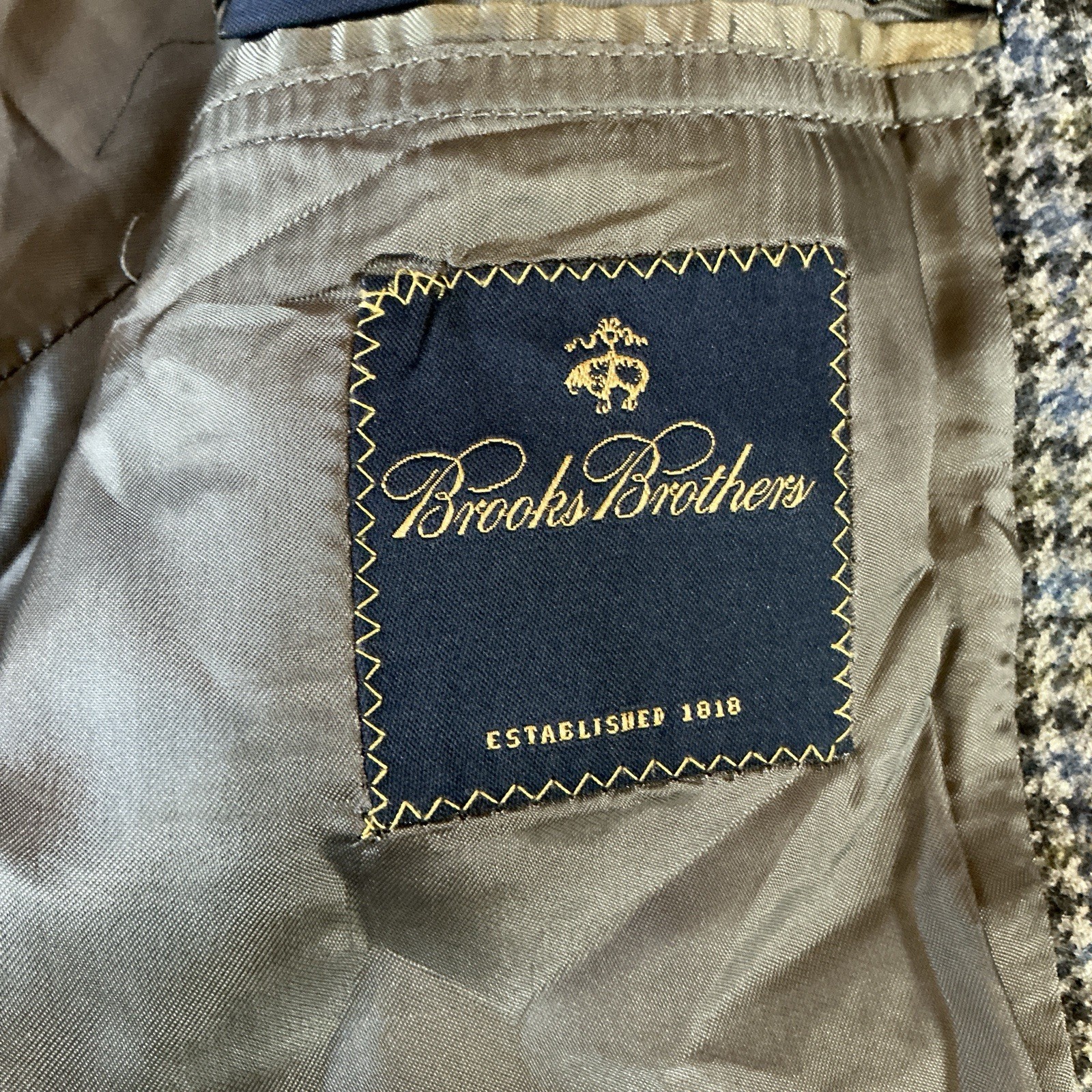 Brooks Brothers 100% Wool Houndstooth Blazer Sz 39R Italy Made Sport Coat #55E7