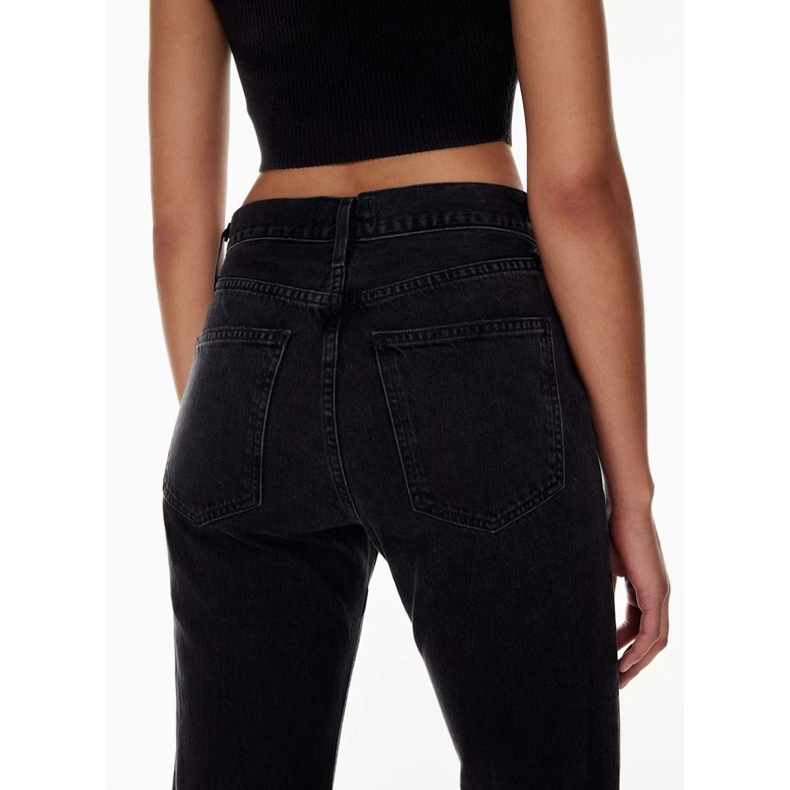 Agolde Lana Slice High Rise Straight Leg Jeans Black Cutout Size 26