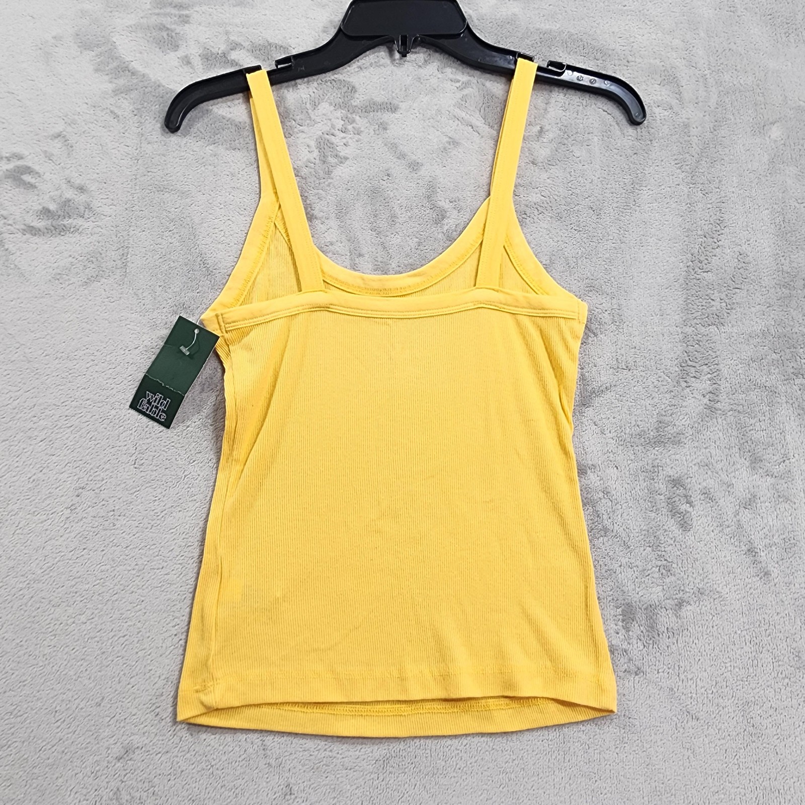 NEW Wild Fable Top Womens XS Yellow Scoop Neck Ribbed Cami Tank Stretch Casual