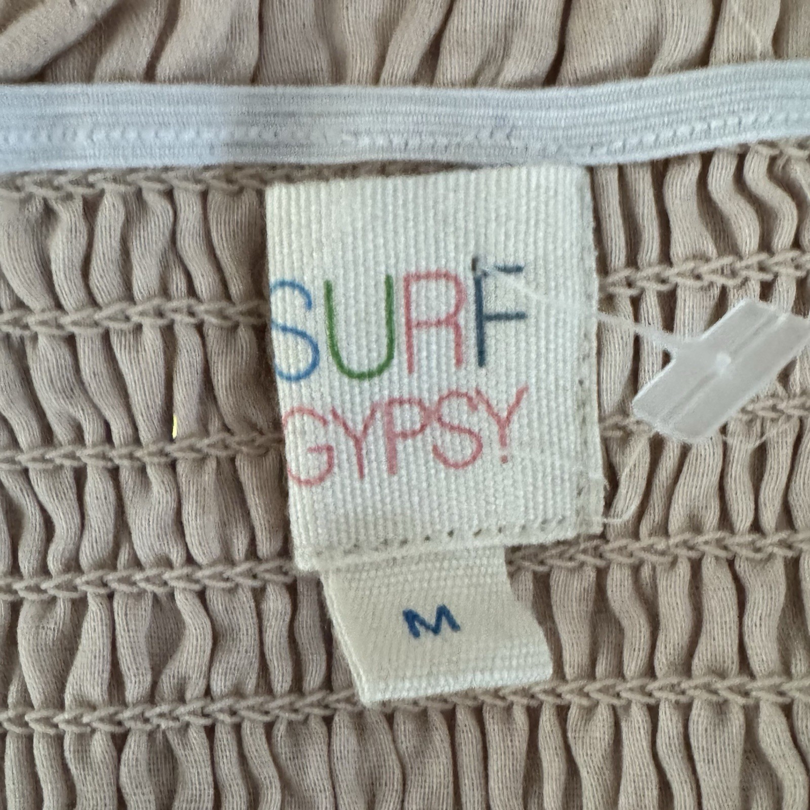 NWOT Surf Gypsy Sleeveless Smocked Halter Neck Cropped Top Beige Women’s Size M