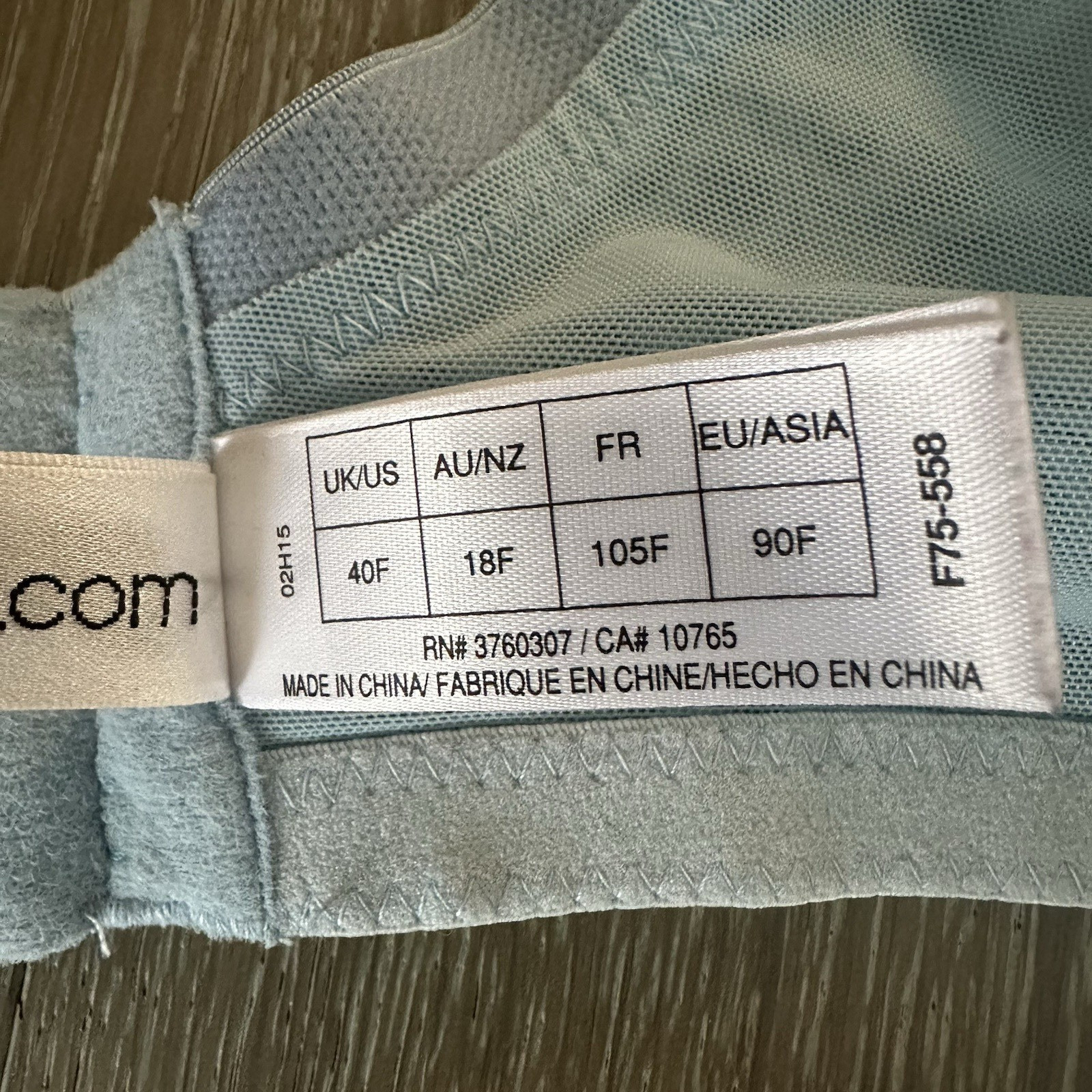 Fayreform Blue Embroidered Underwire Bra 40F (18F AU / 105F FR / 90F EU)
