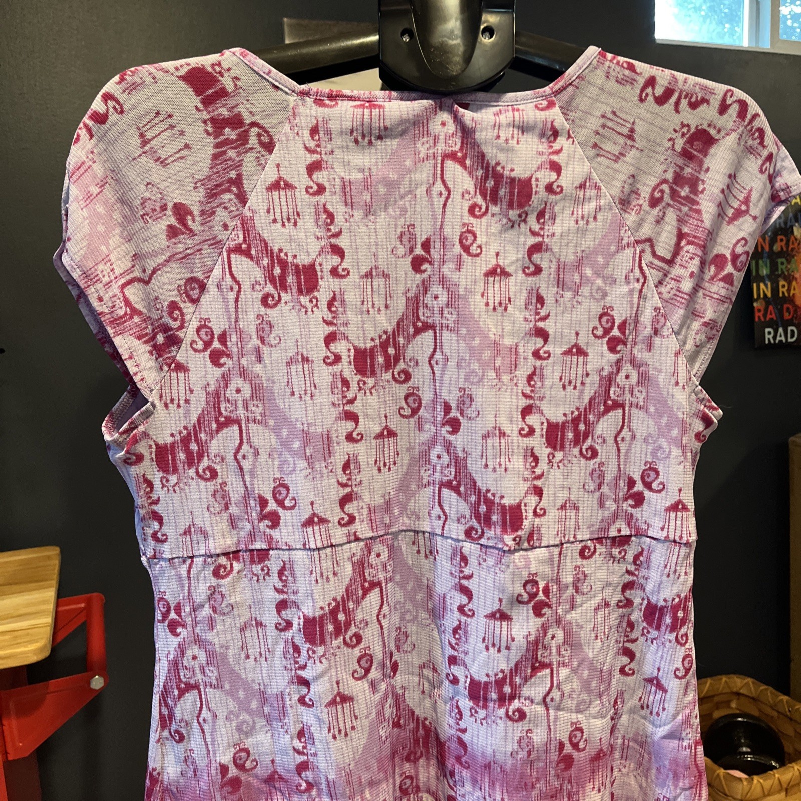 Axcess L Top Stretch Purple Blouse Lined Baby doll Top- Purple w sheer lining